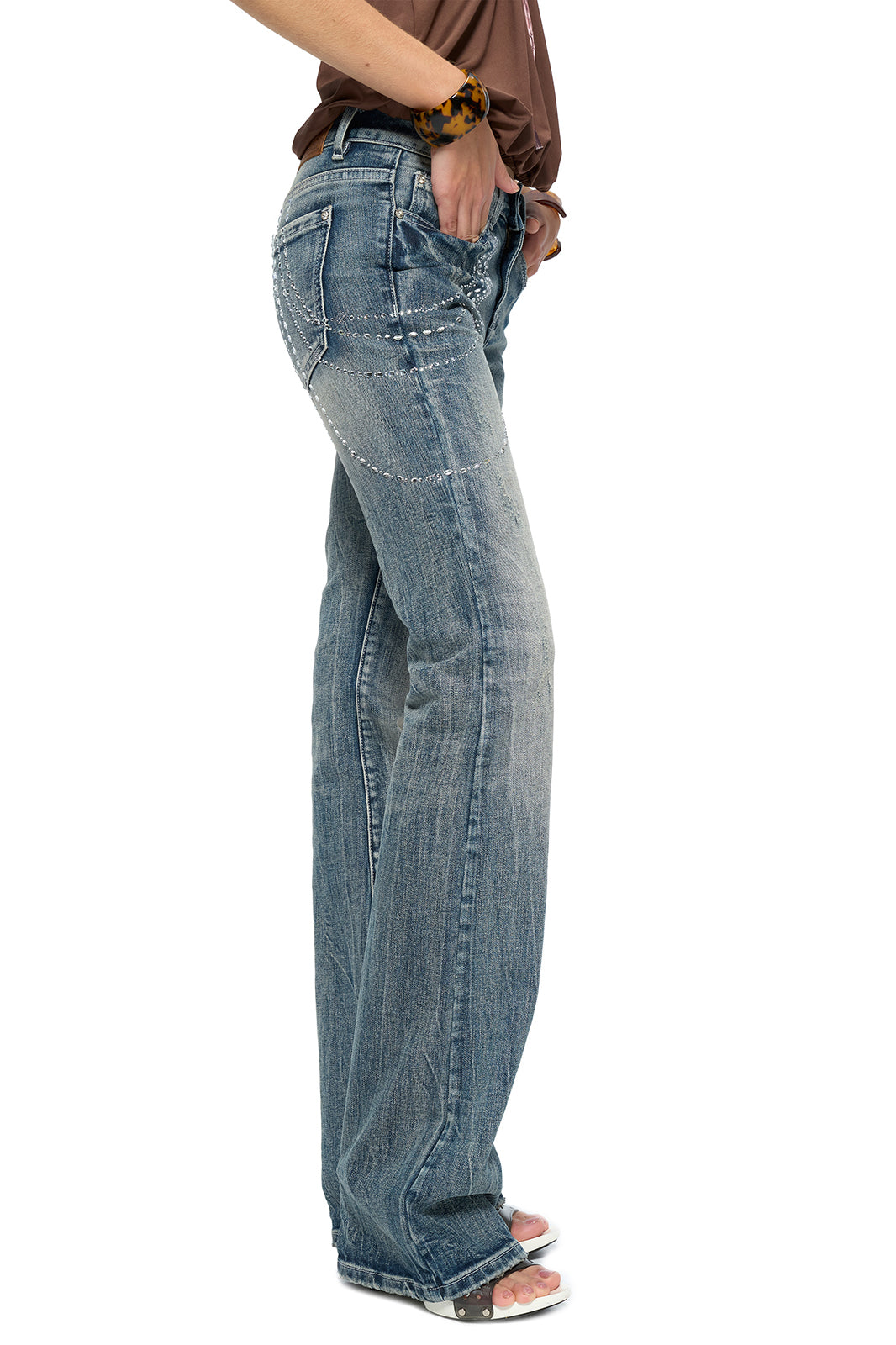 JYOSEI Draped Diamond Flared Jeans