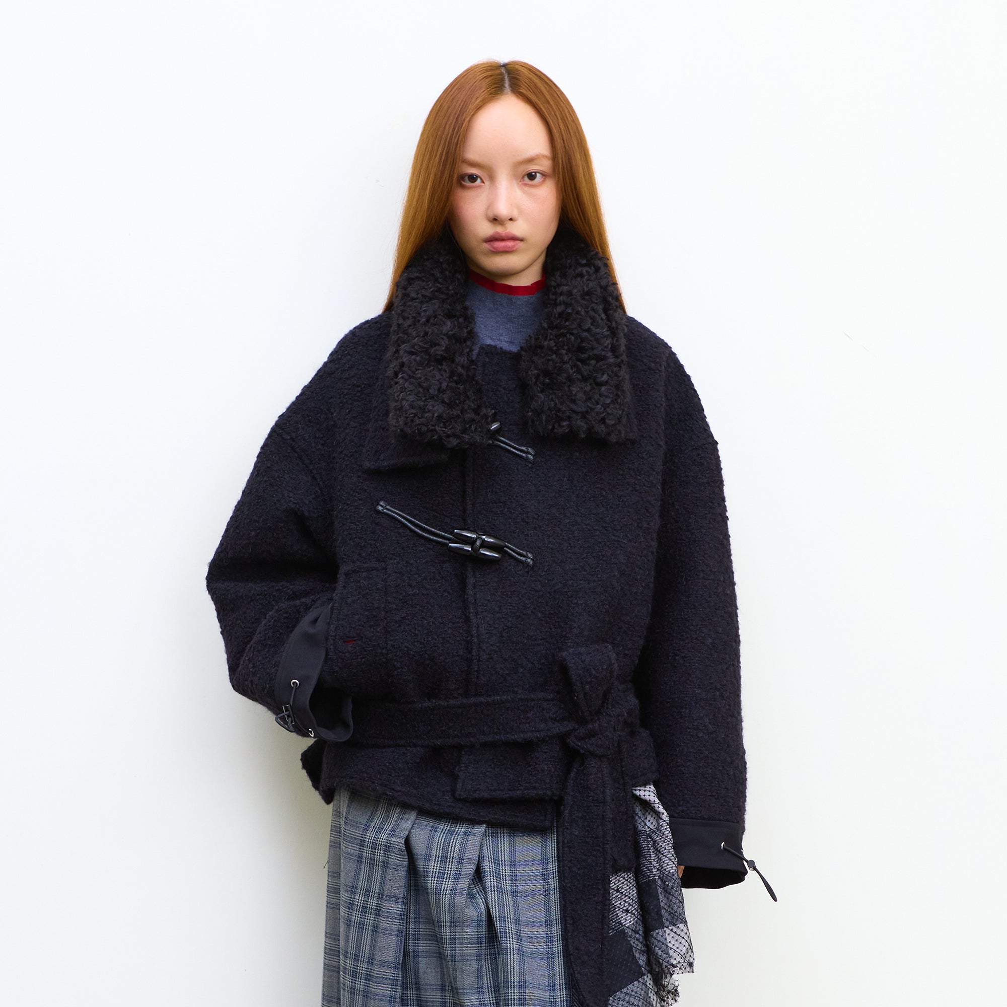 NEVERSEEZ Toggle Belted Wool-Blend Jacket