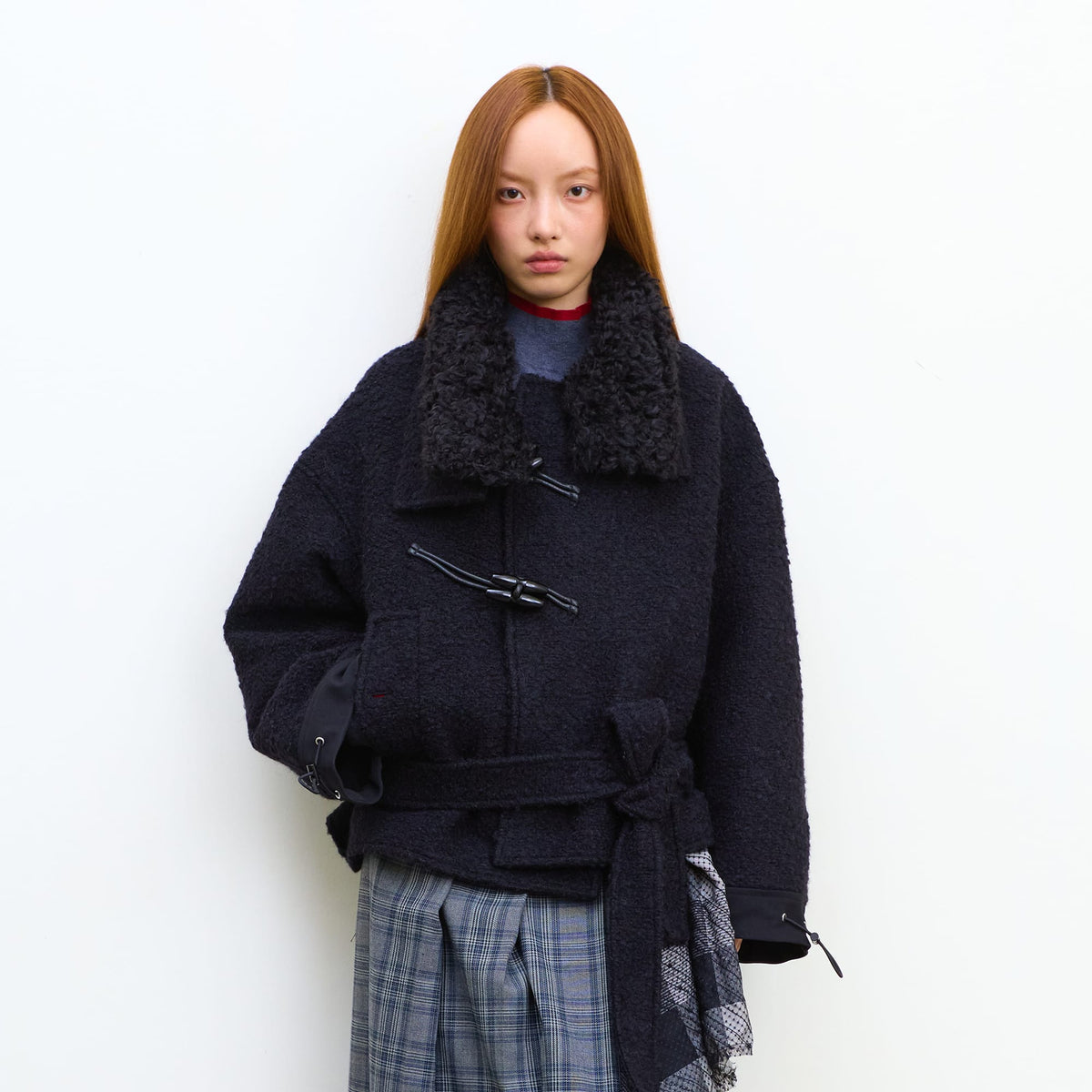 NEVERSEEZ Toggle Belted Wool-Blend Jacket