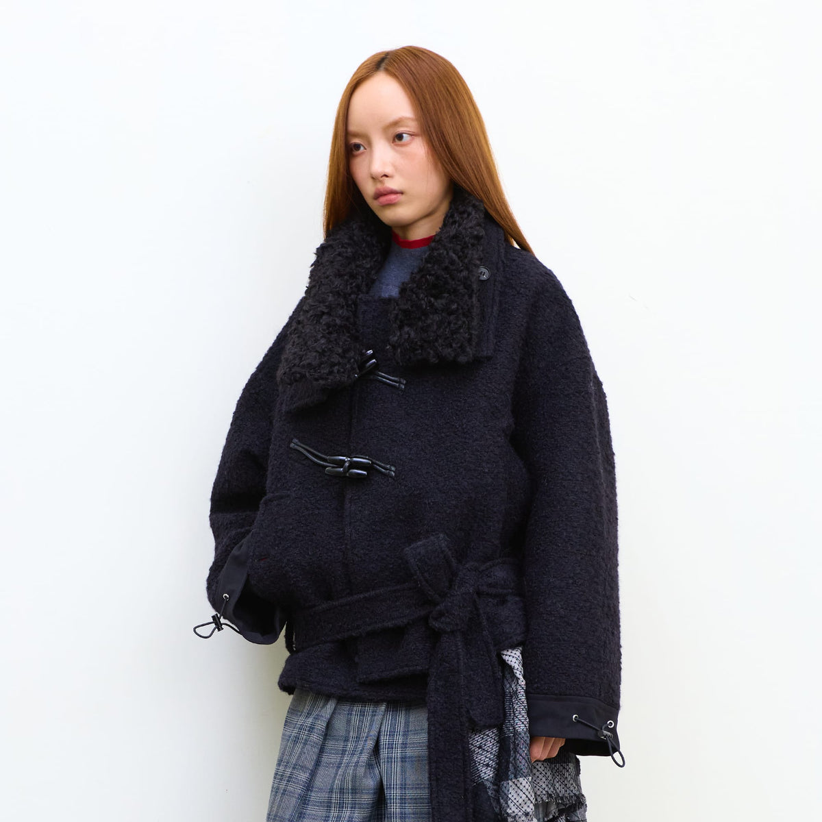 NEVERSEEZ Toggle Belted Wool-Blend Jacket