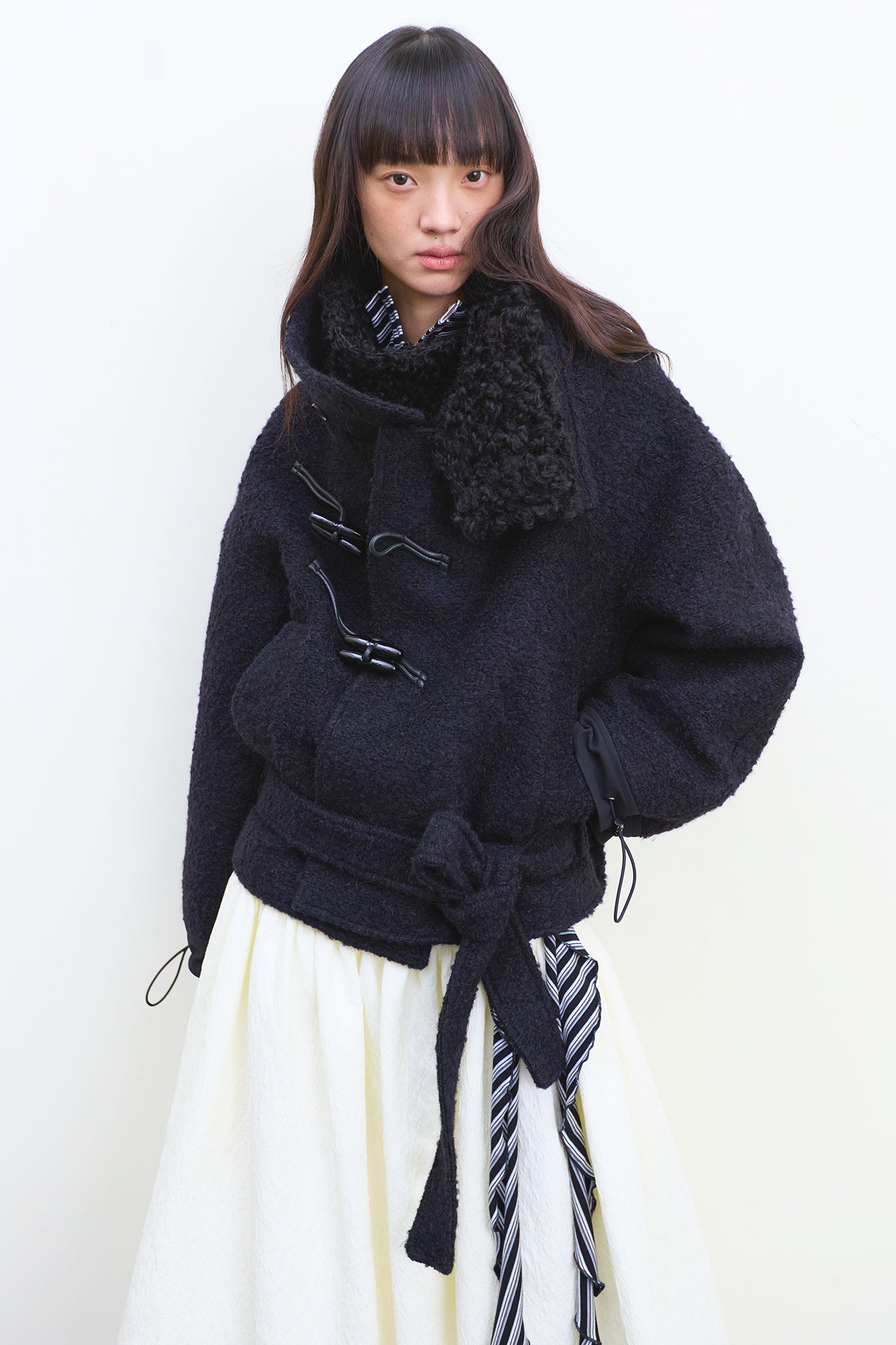 NEVERSEEZ Toggle Belted Wool-Blend Jacket