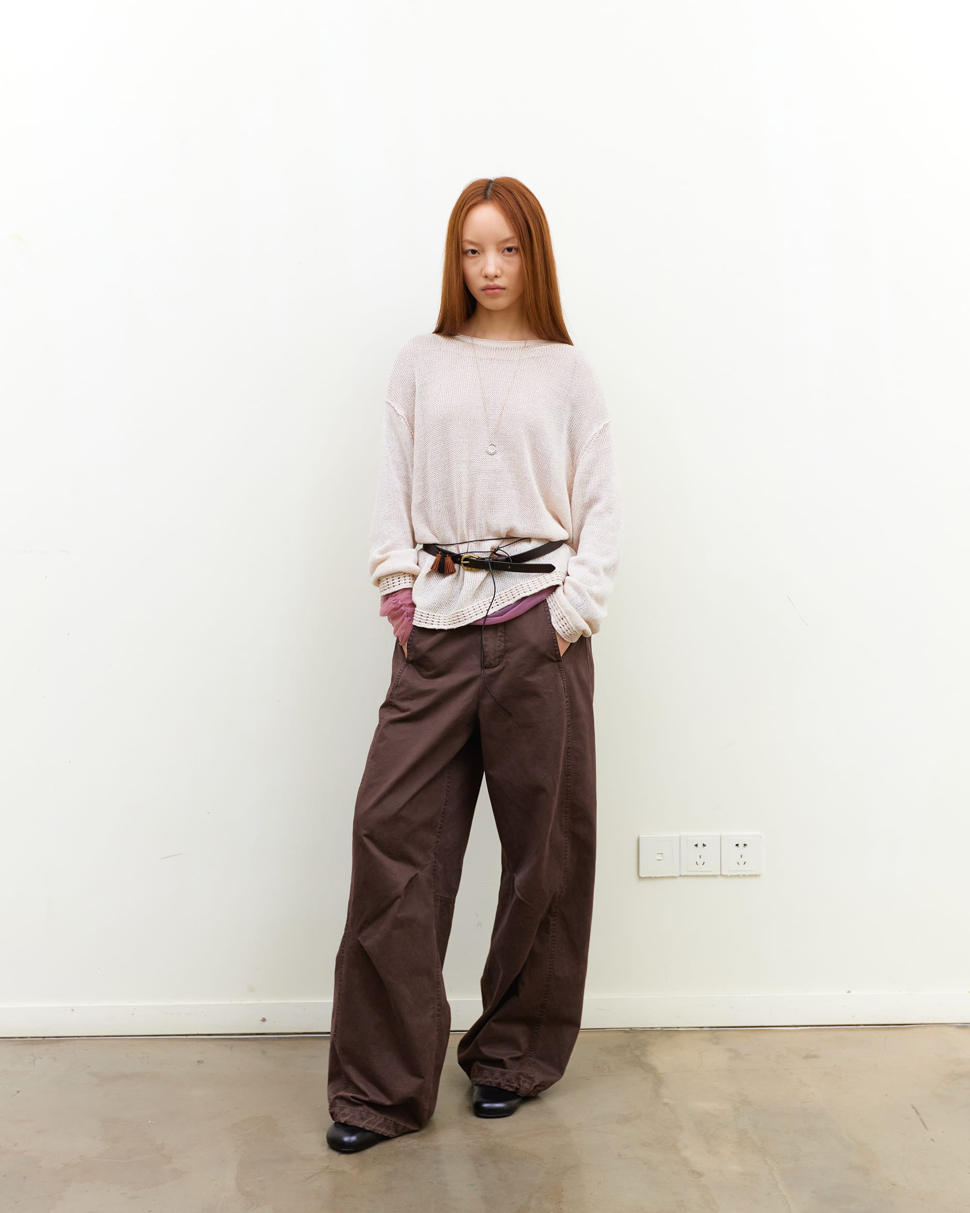 NEVERSEEZ Distressed Washed Drawstring Cuff Trousers