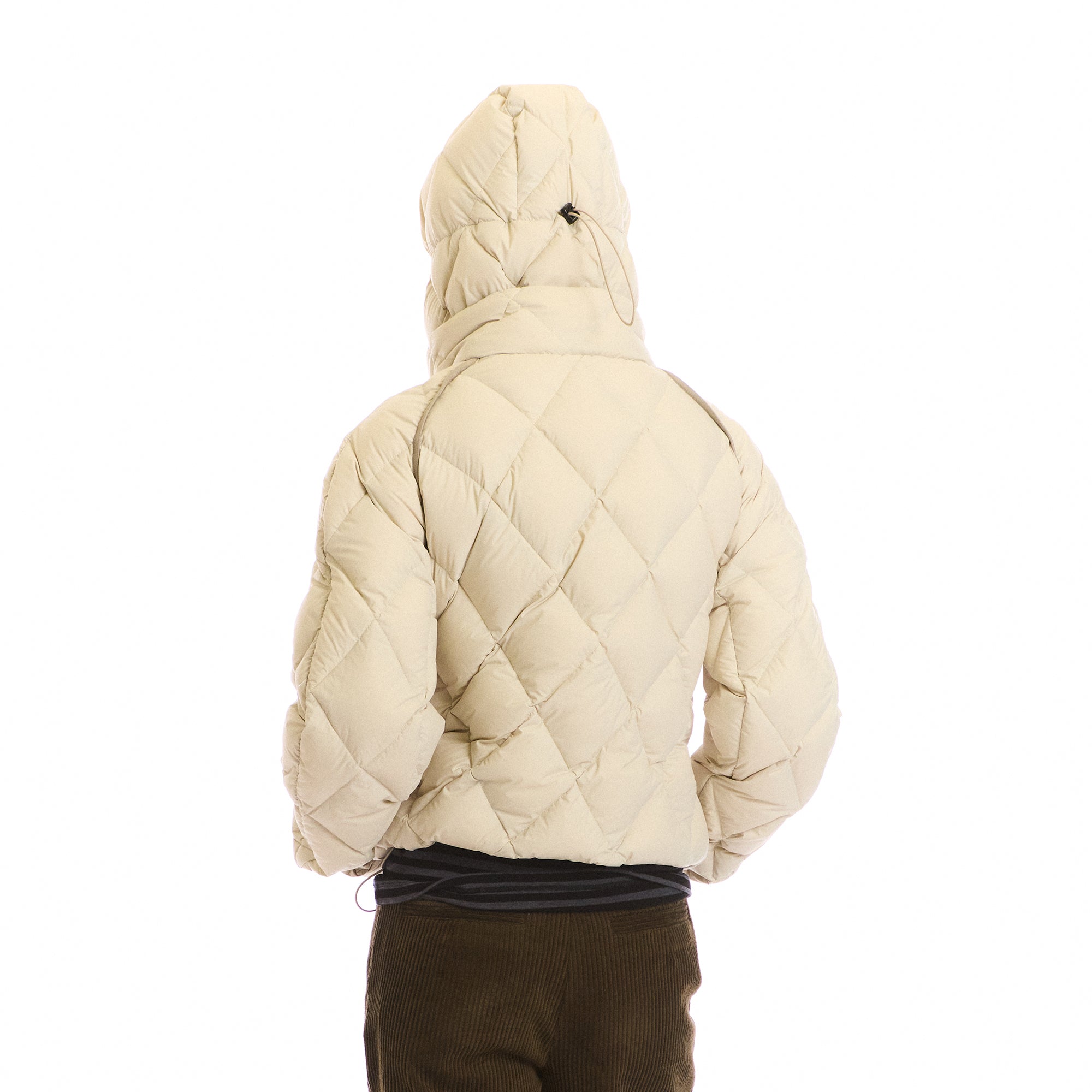 NEVERSEEZ Argyle-Quilted Detachable Hood Duck Down Jacket