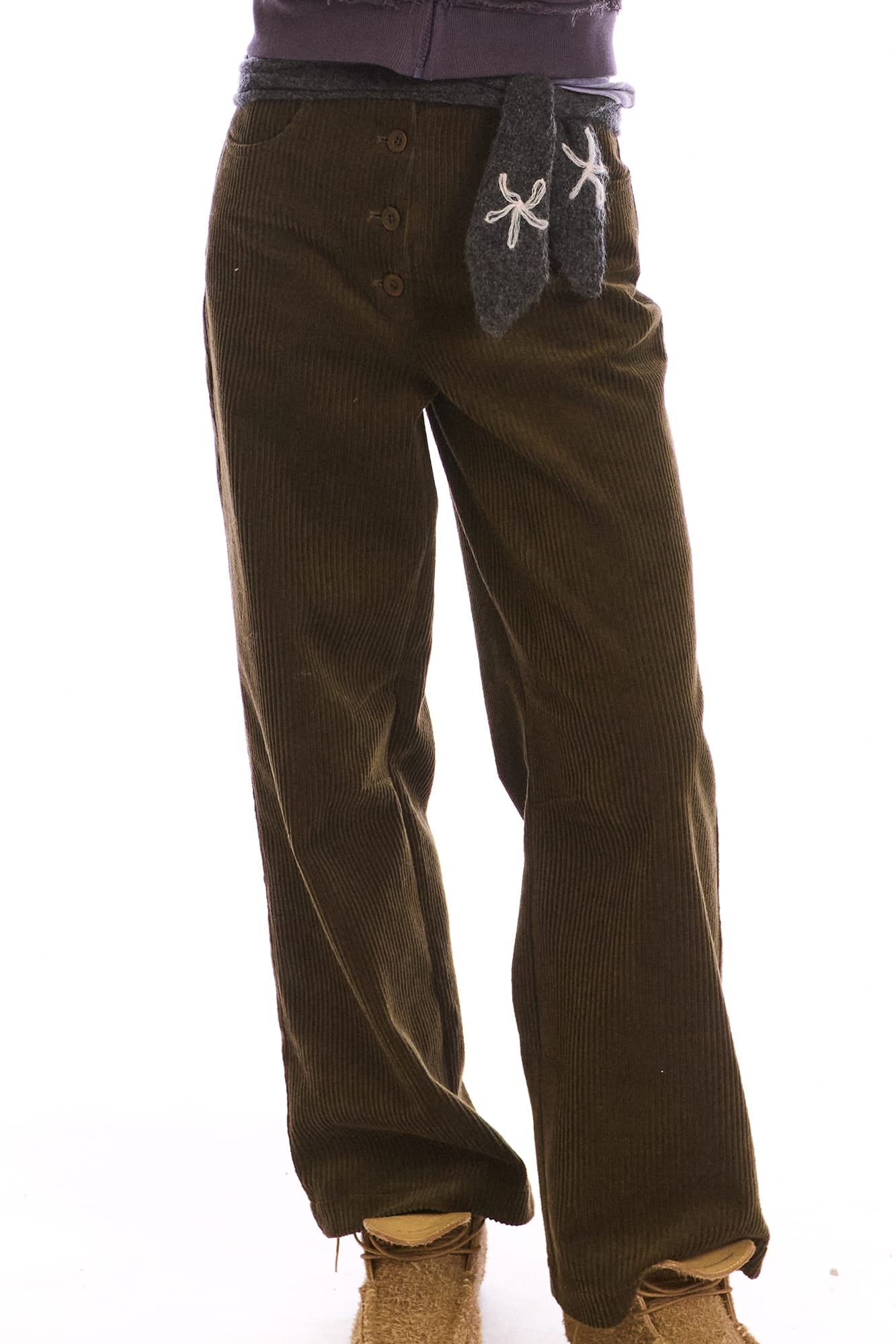 NEVERSEEZ Button-Fly Corduroy Pants