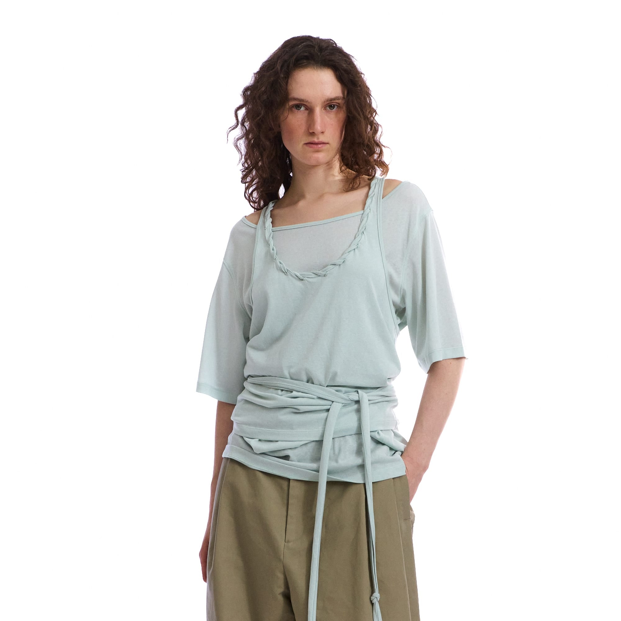 NEVERSEEZ Layered Braided-Neck Tank & Tee Set