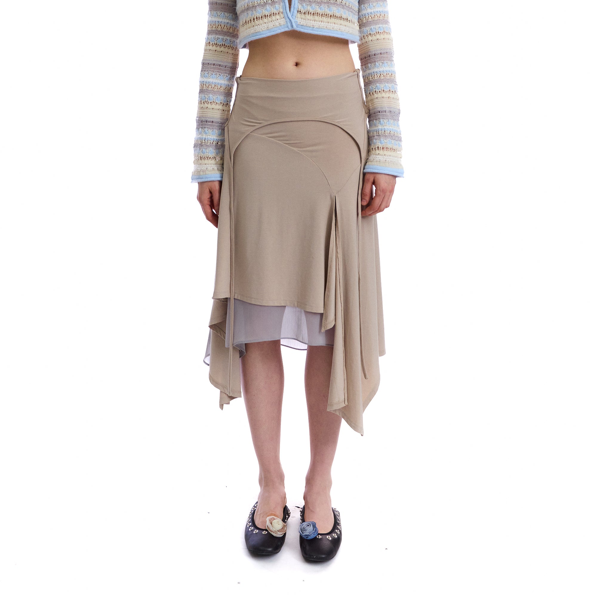 NEVERSEEZ Convertible Layered Fold-Over Skirt