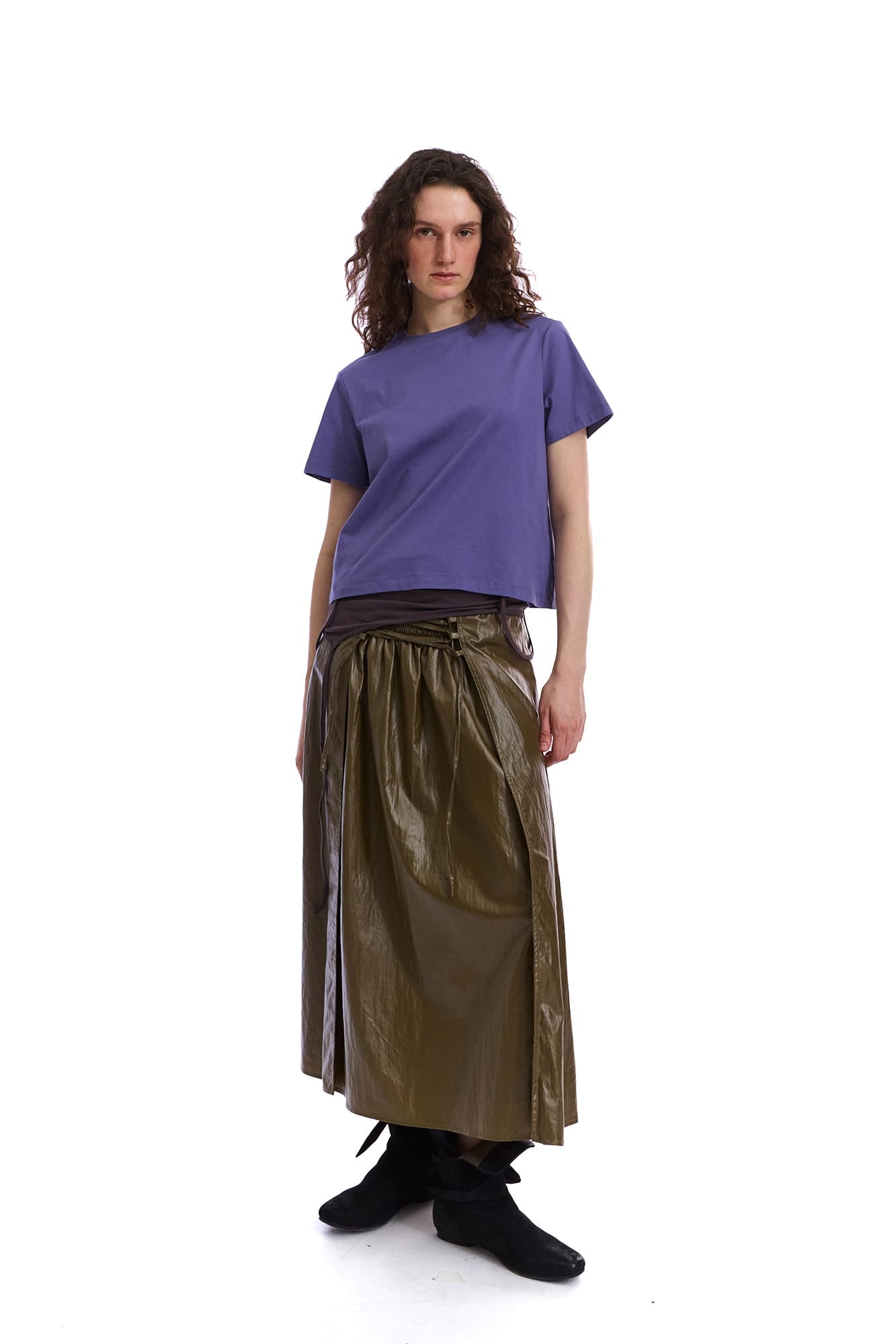 NEVERSEEZ Faux-Leather Lace-Up Wrap Maxi Skirt