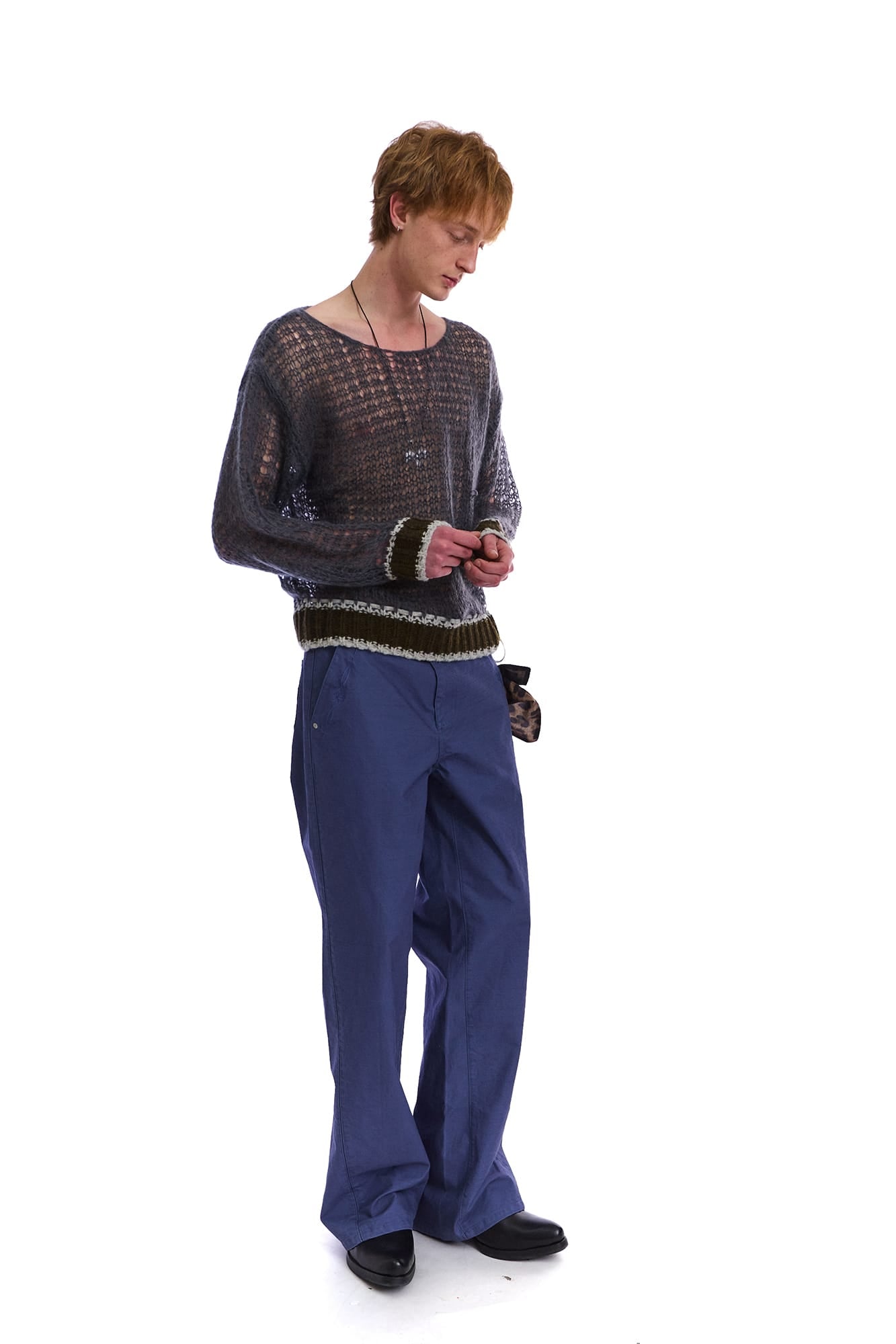 NEVERSEEZ Open-Knit Drawstring-Hem Rib-Trim Sweater