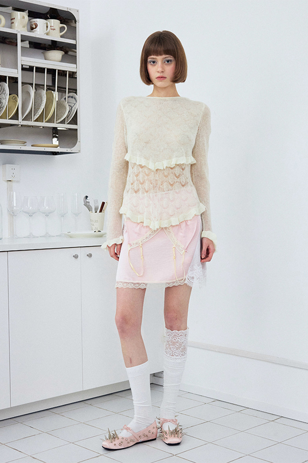WII WIL Reversible Tie-Front Ruffle Cardigan