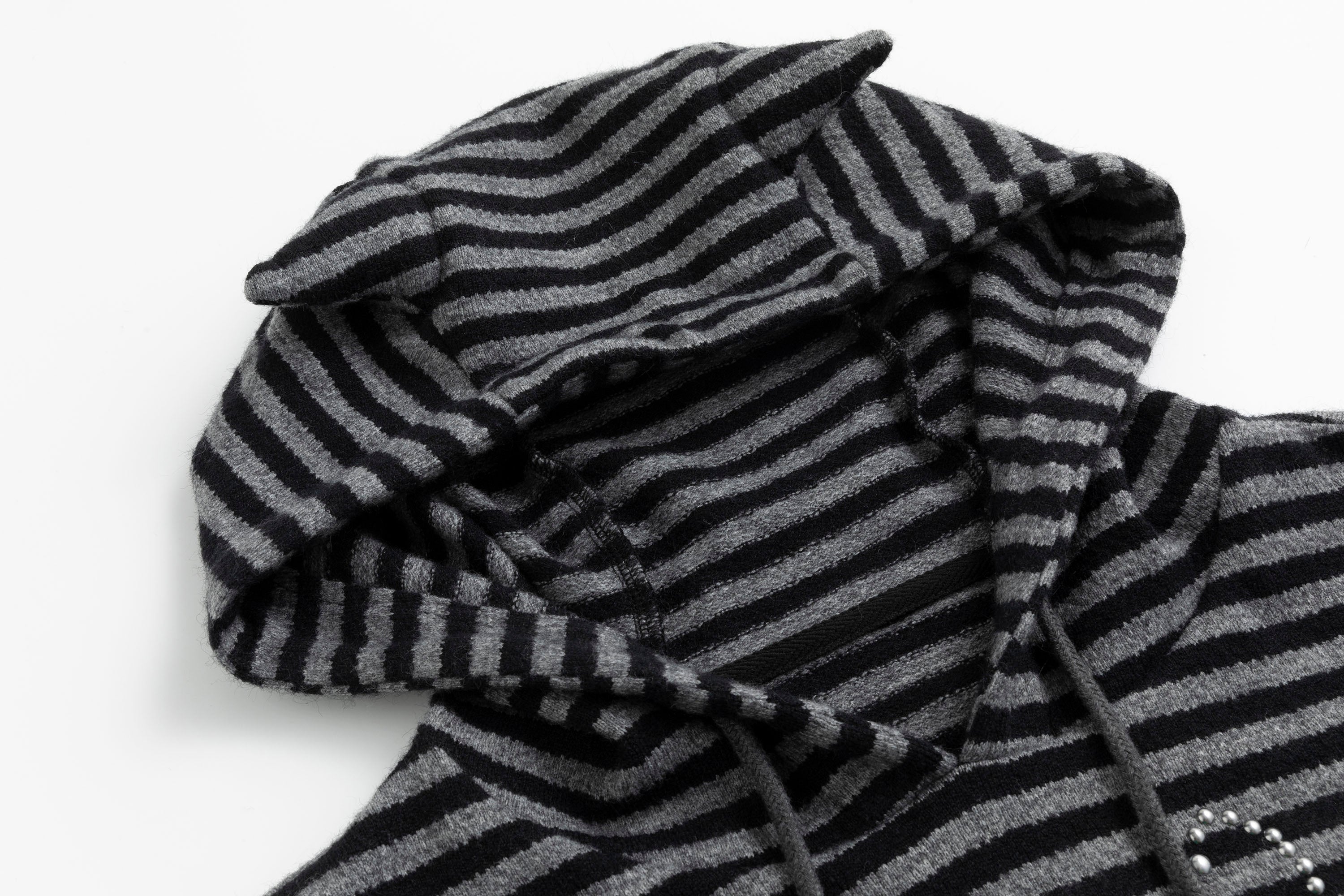 CESTNOUS Studded Striped Cat-Ear Hoodie