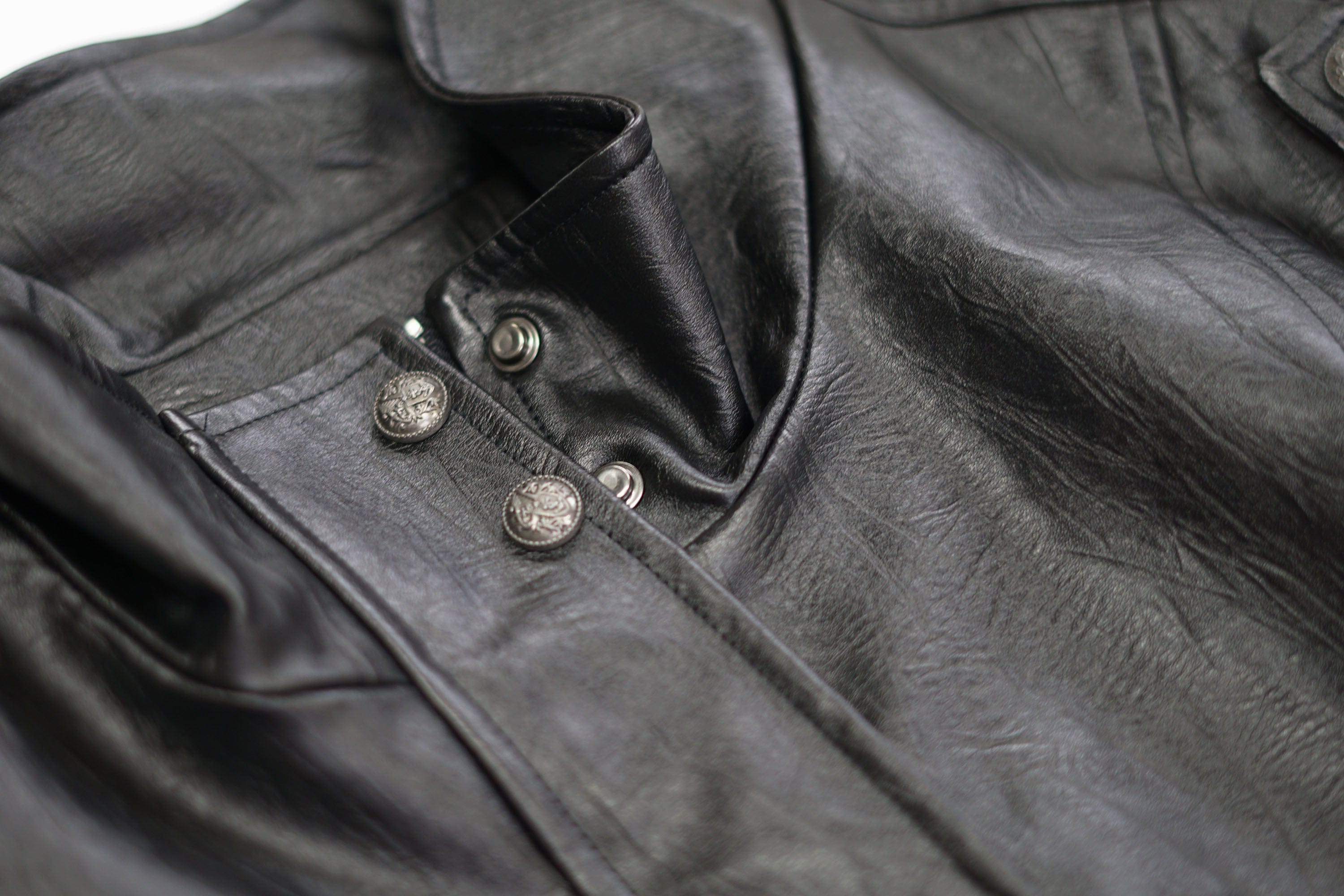 CESTNOUS Belted-Hem Faux Leather Jacket