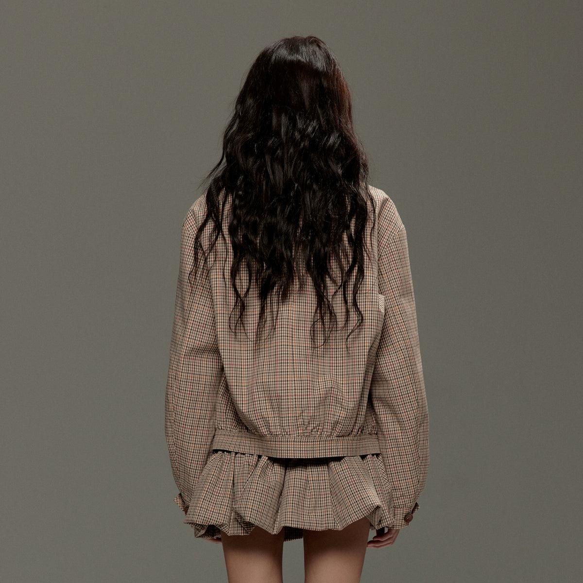 LVETONG Retro Plaid Harrington Jacket