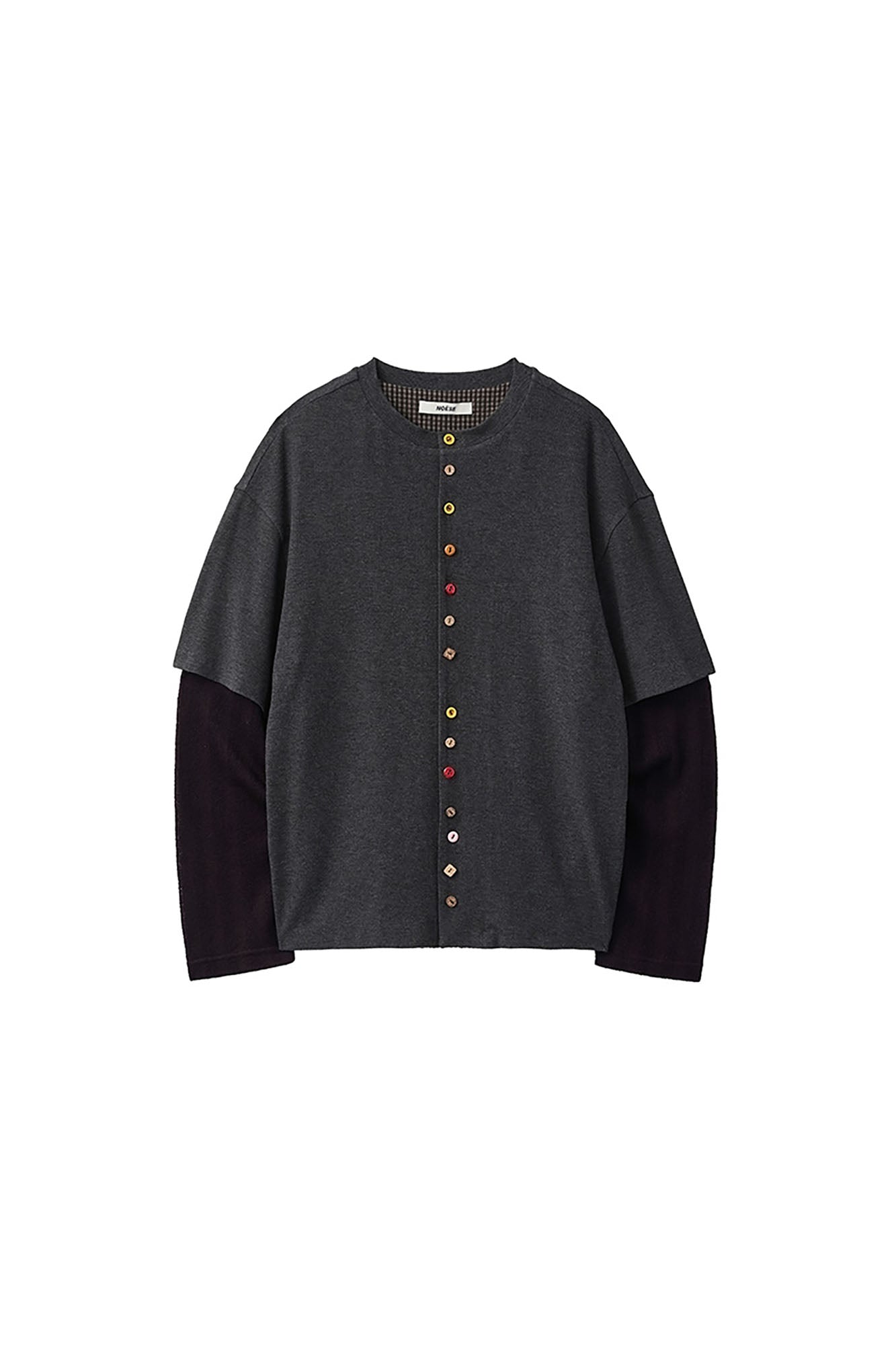 NOESE Layered Mixed-Button Long-Sleeve Tee