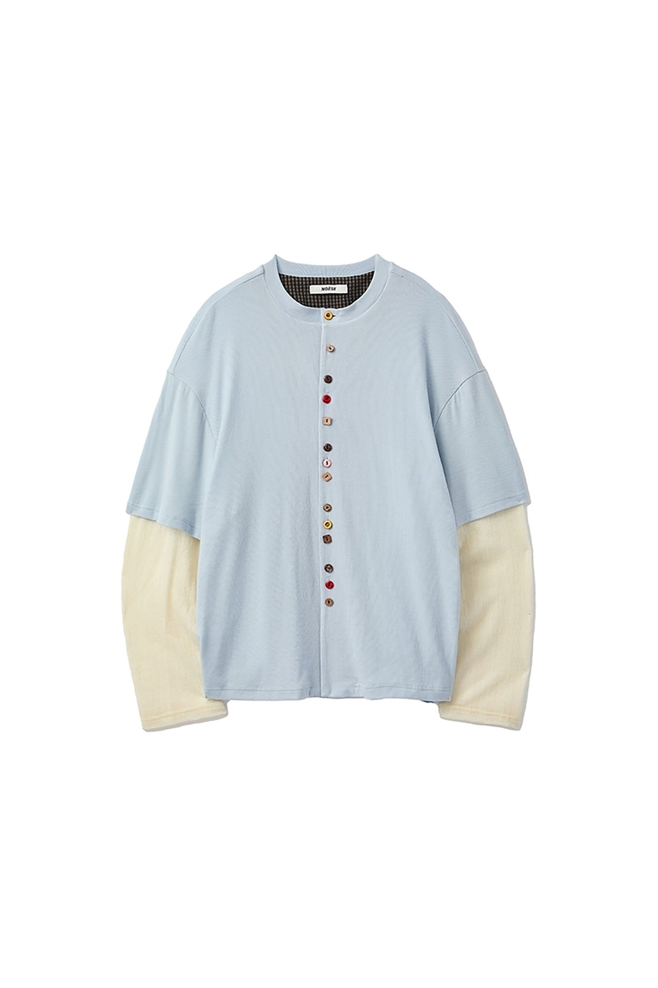 NOESE Layered Mixed-Button Long-Sleeve Tee