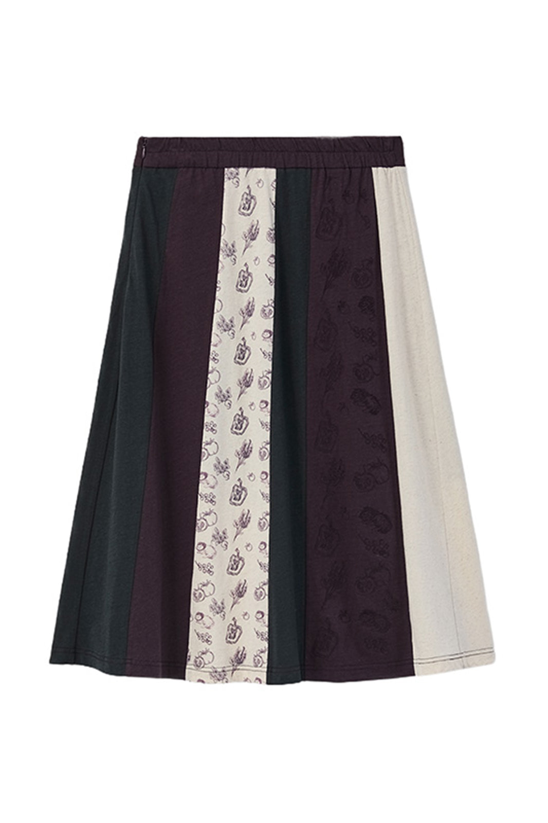 NOESE Spliced Botanical Graphic Midi Skirt