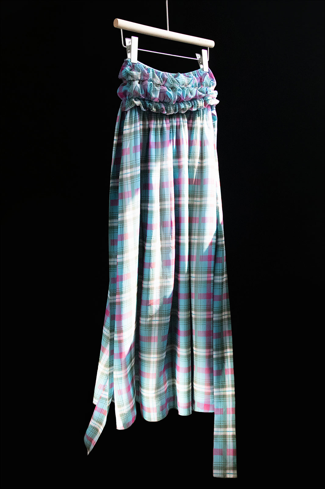 MXU Retro Plaid Ruched Top & Maxi Skirt Set