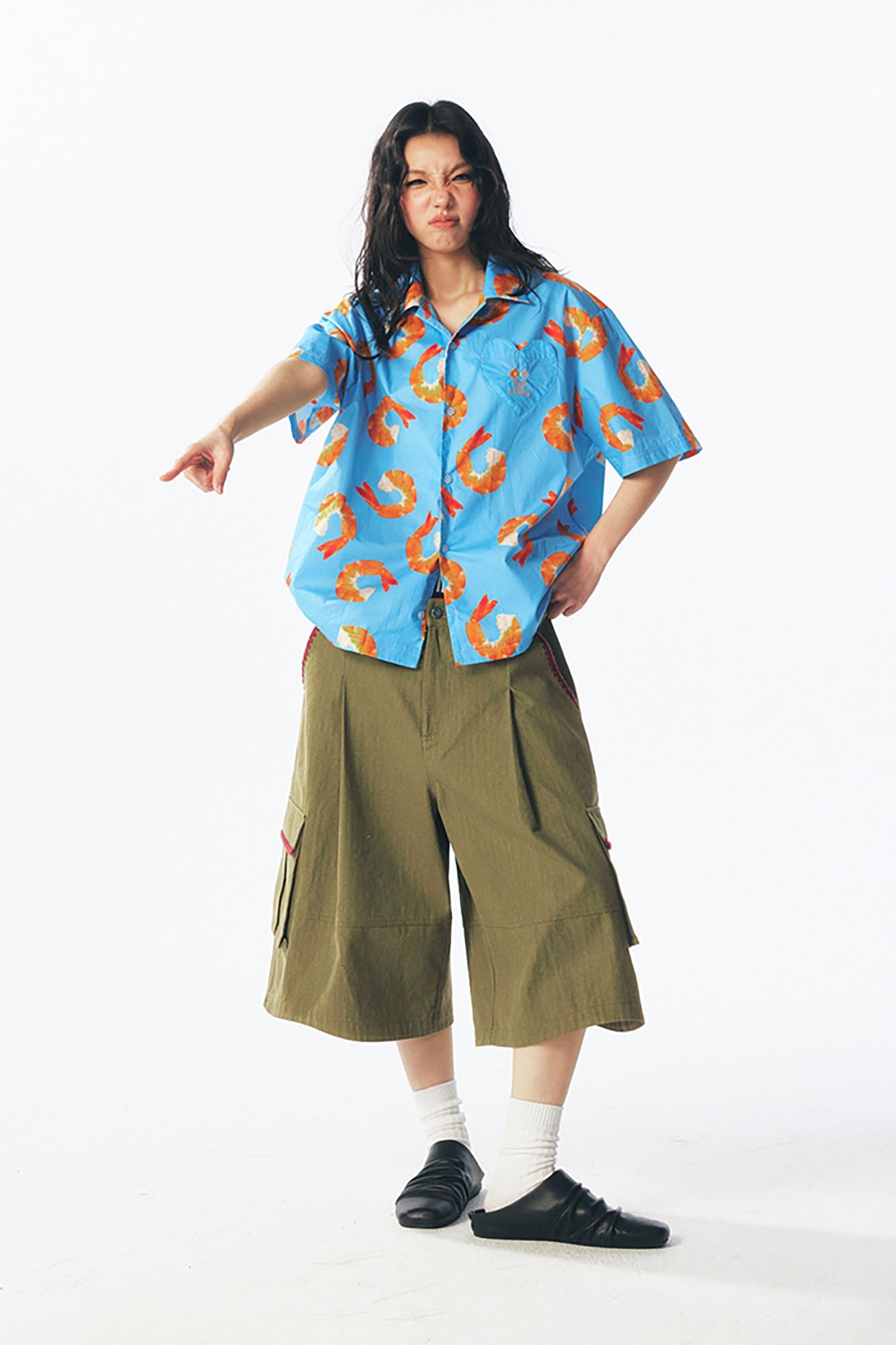 1997 POSTOFFICE Shrimp Full-Print Half Shirt, premium urban and streetwear designers apparel on PROJECTISR.com, 1997 POSTOFFICE