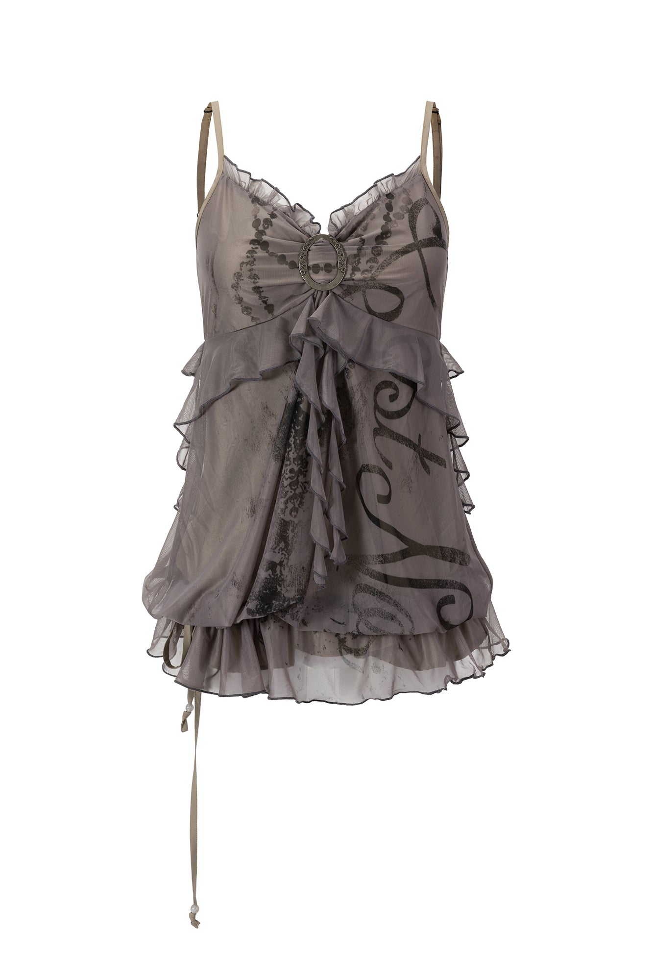 CESTNOUS Layered Ruffle Graphic Cami Top