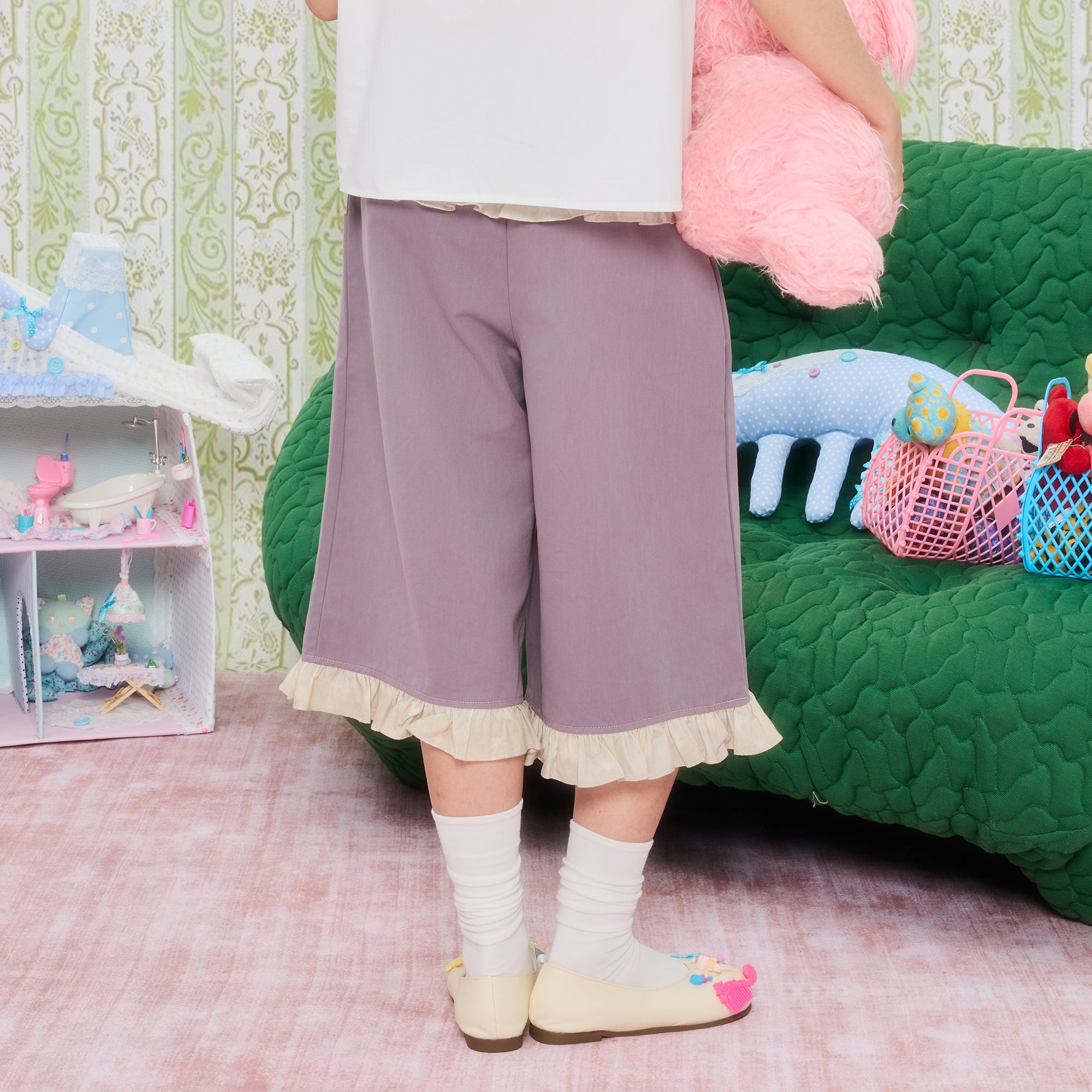 UNSOCIAL NIGHT Ruffle Trim Cargo Culottes