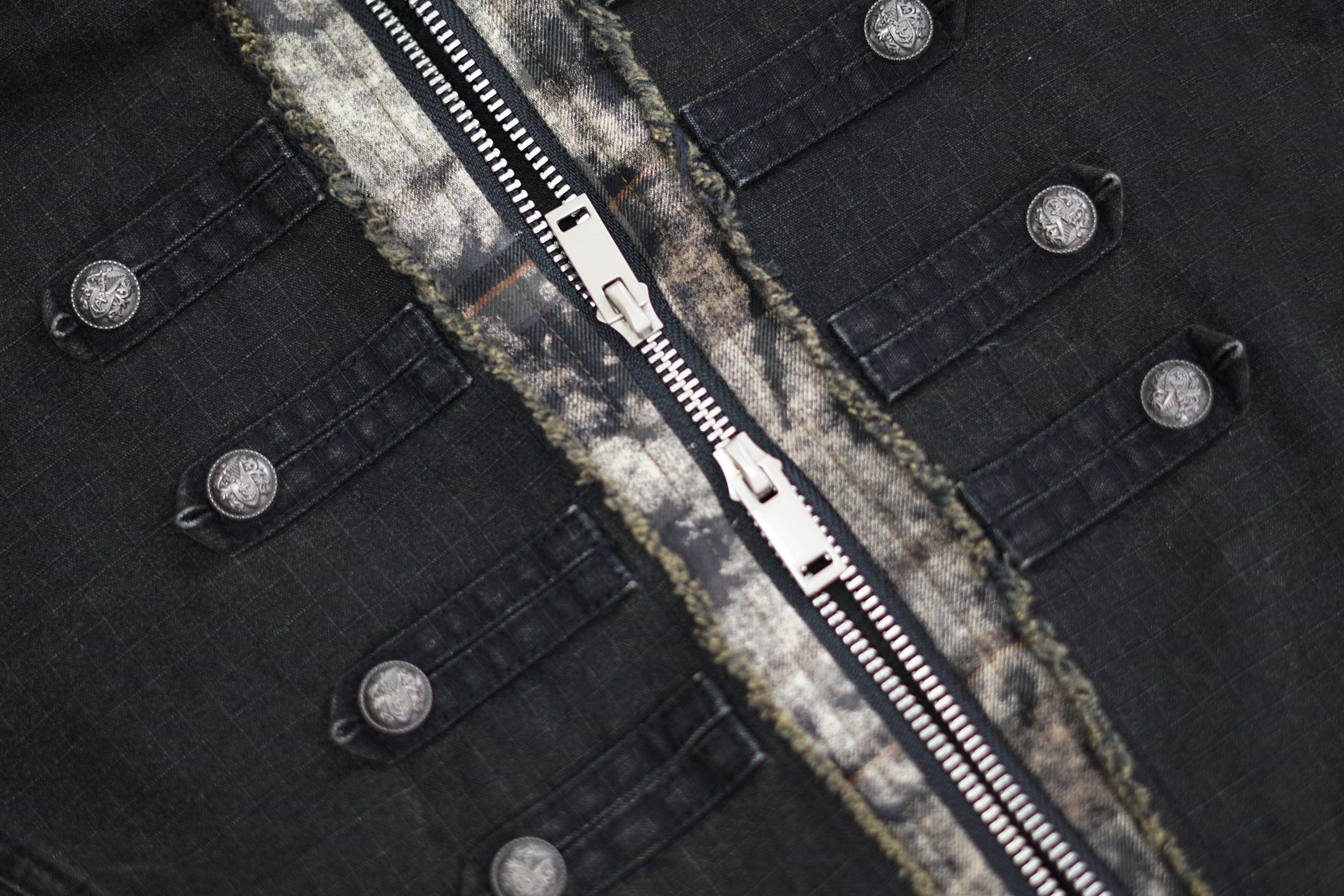 CESTNOUS Washed Camo Layered Cropped Jacket