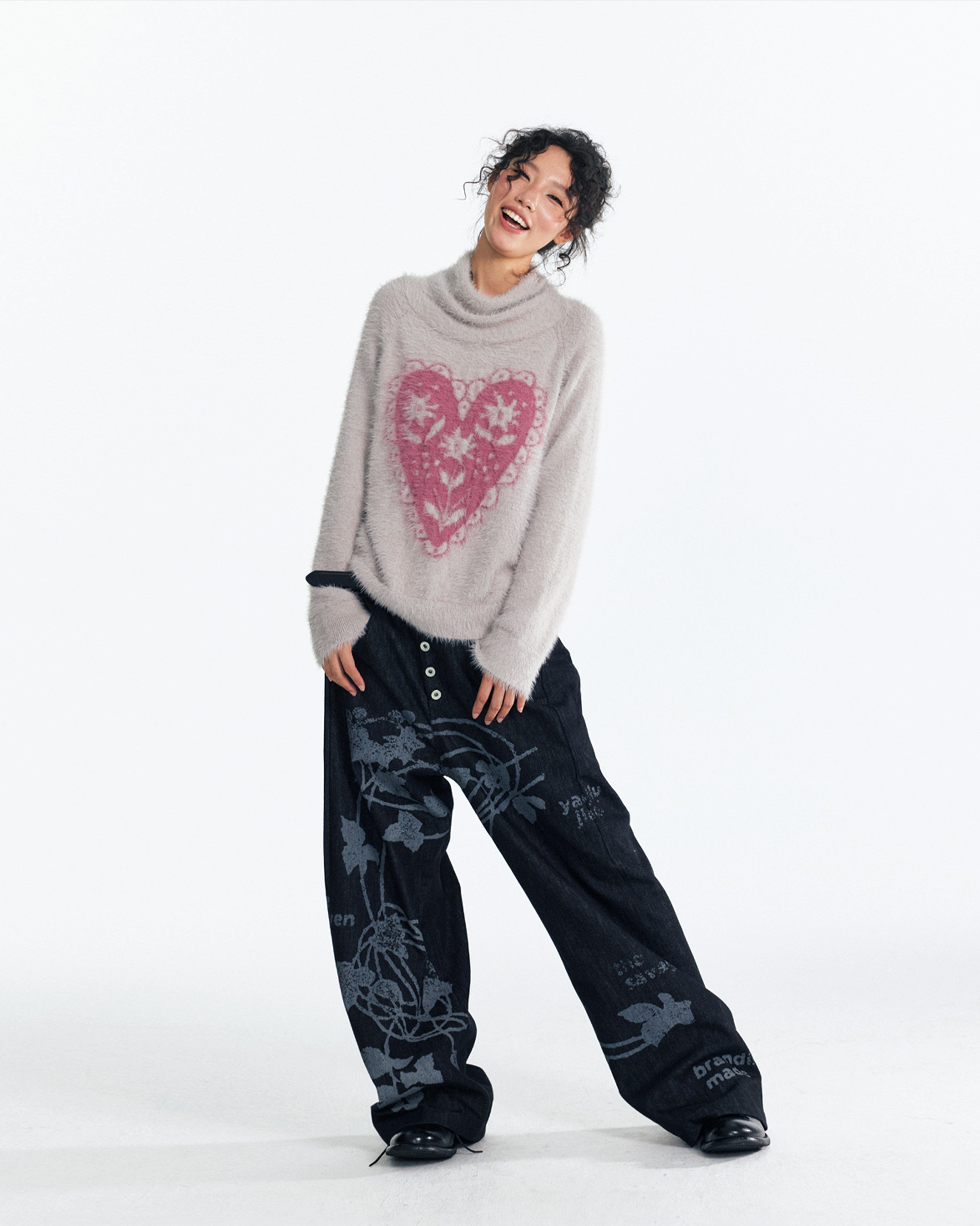 1997 POSTOFFICE Lilac Vine Full-Print Curved Jeans