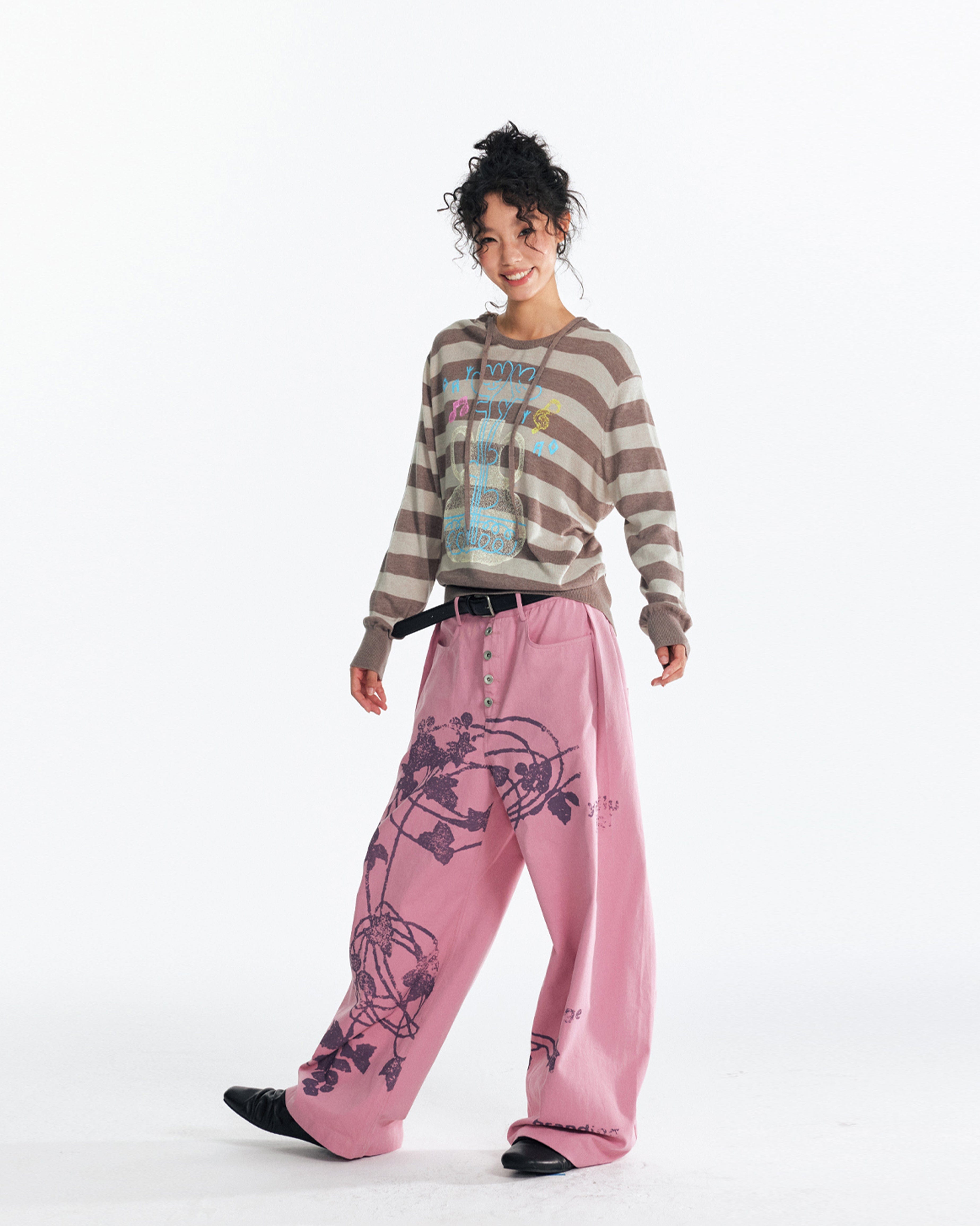 1997 POSTOFFICE Lilac Vine Full-Print Curved Jeans