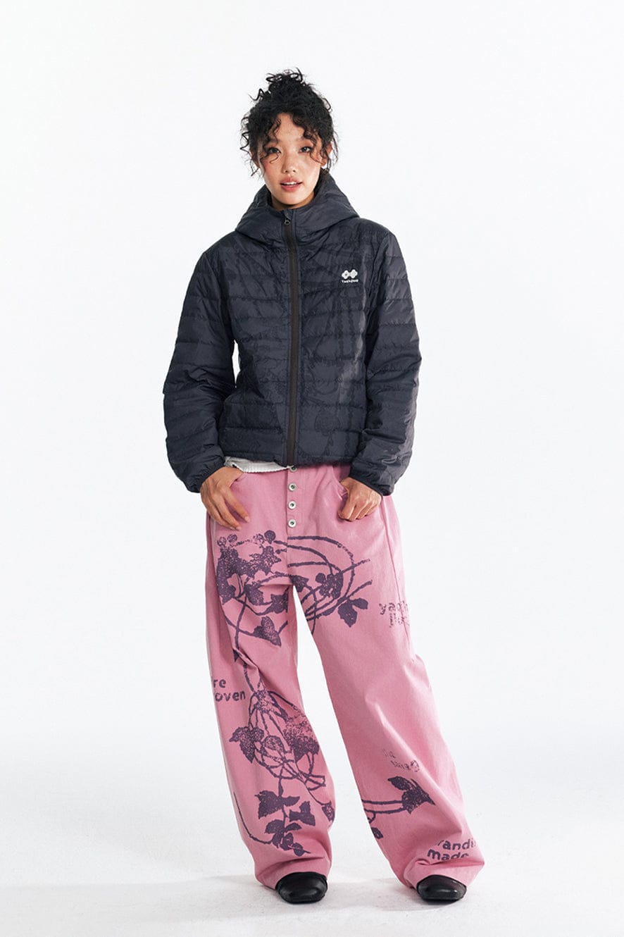 1997 POSTOFFICE Spiderweb Graphic Hooded Down Jacket
