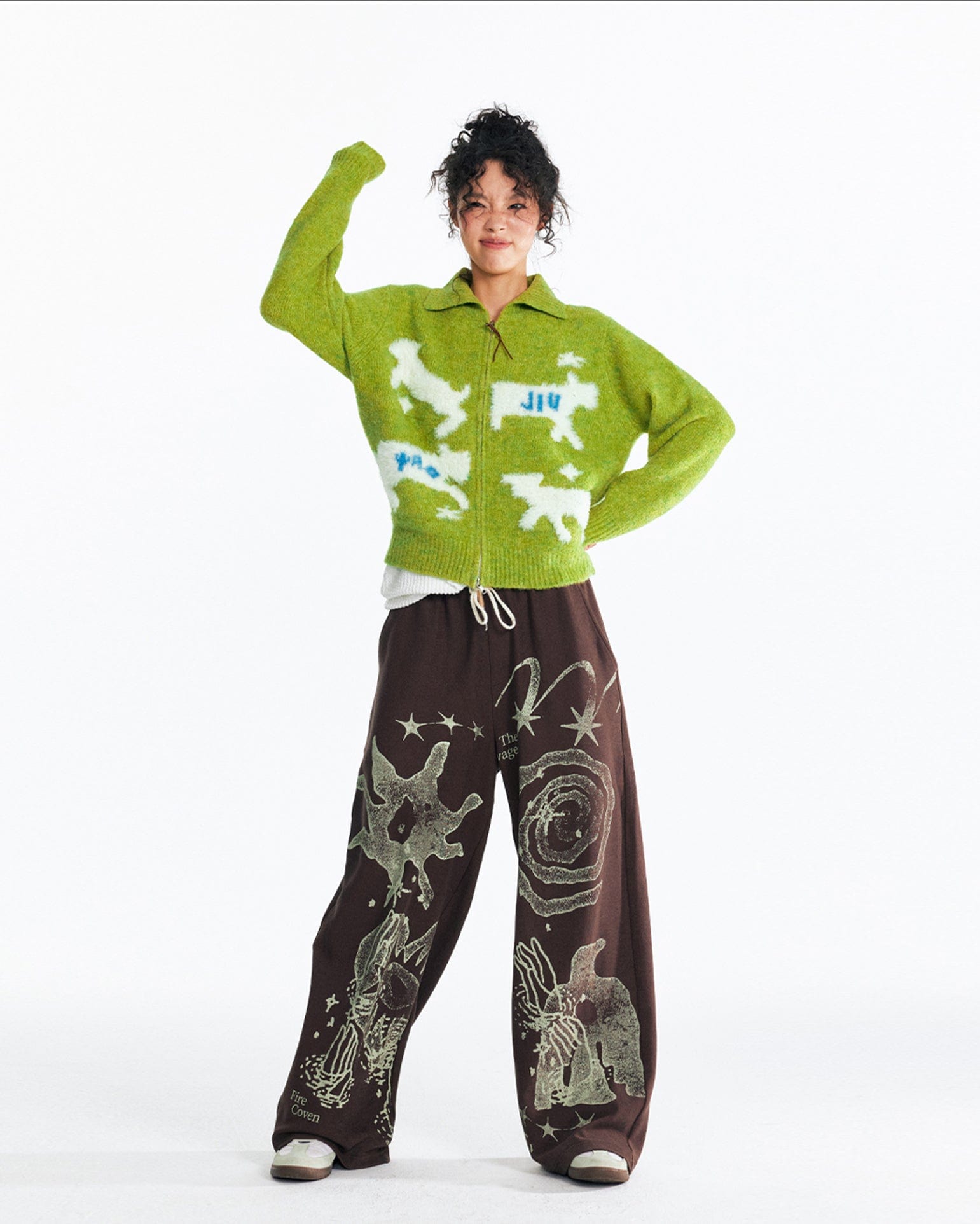 1997 POSTOFFICE Mohair Jacquard Zip-Up Cardigan