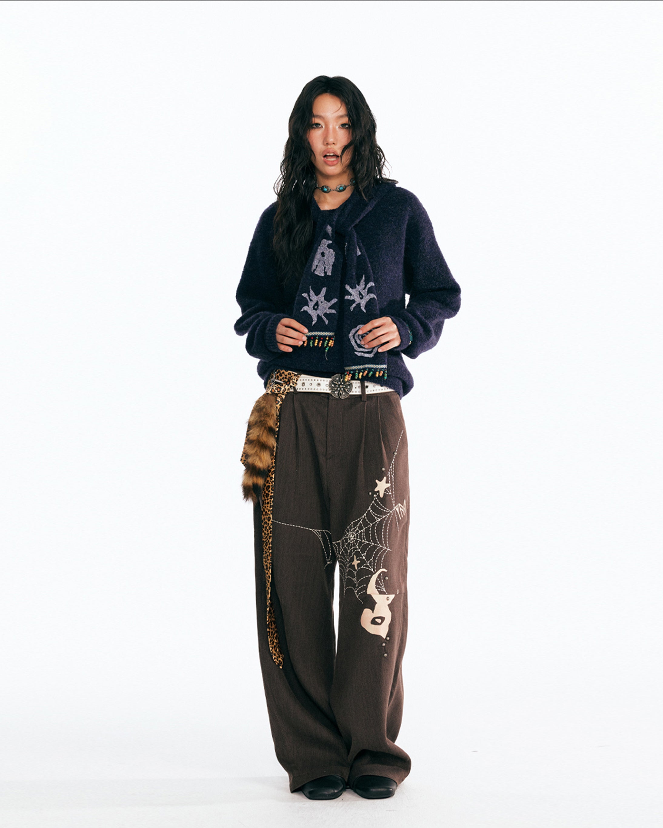 1997 POSTOFFICE Tribal Pendant Scarf Hooded Jacket