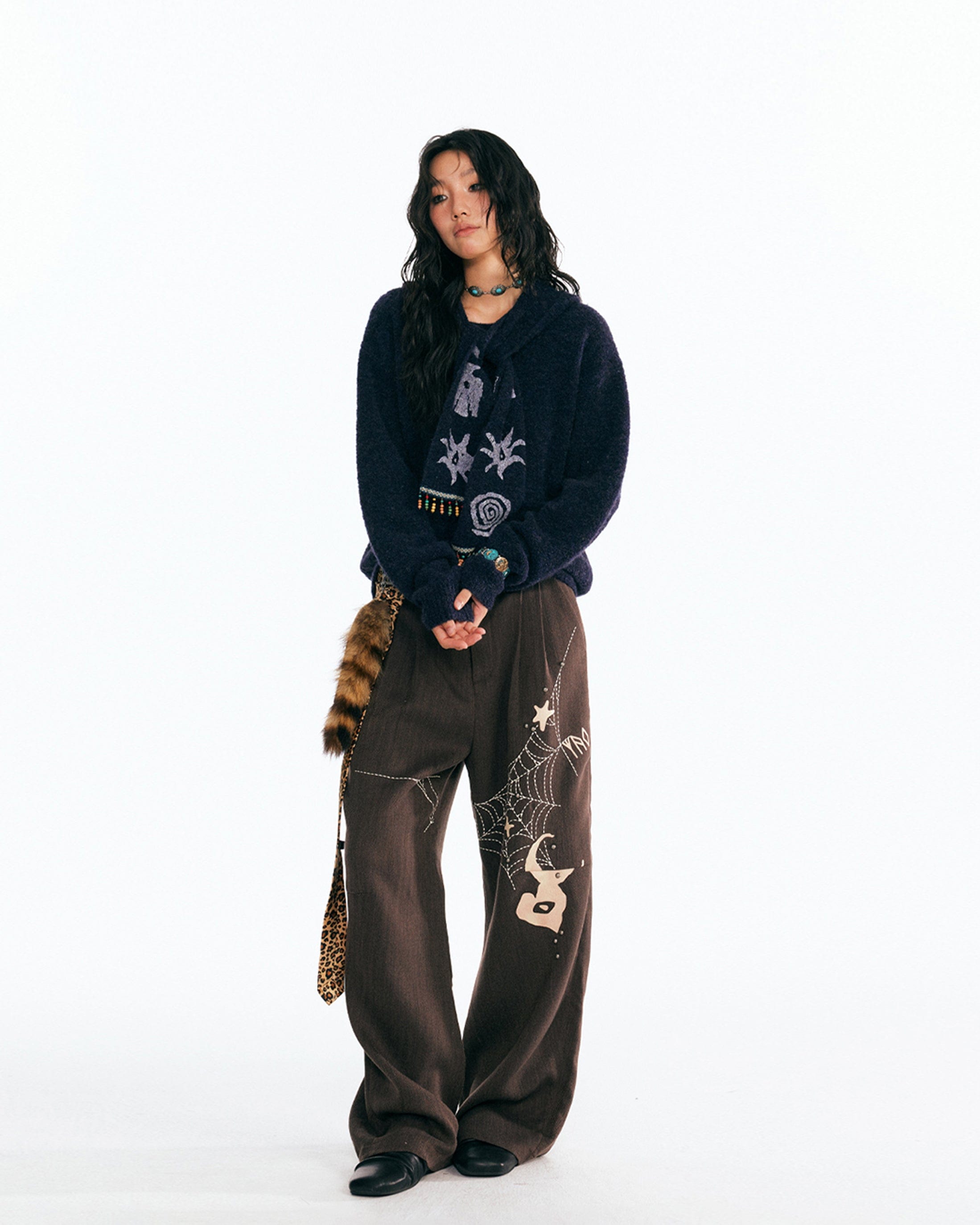 1997 POSTOFFICE Tribal Pendant Scarf Hooded Jacket