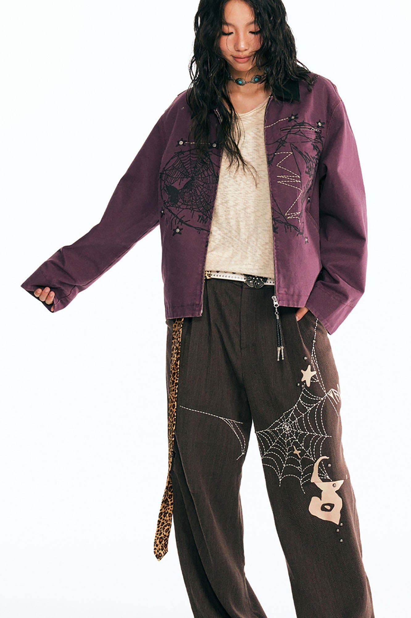 1997 POSTOFFICE Dreamcatcher Graphic Studded Detroit Jacket