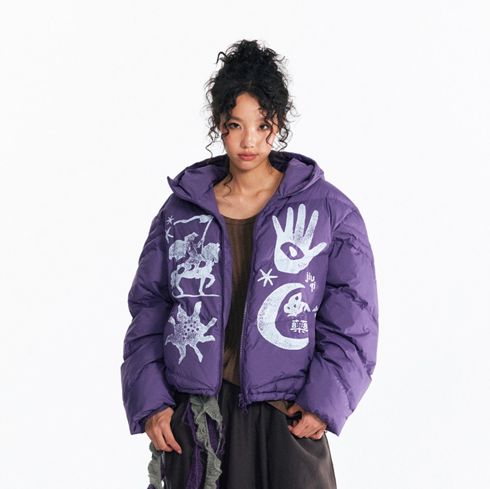 1997 POSTOFFICE Sun & Moon Knight Graphic Puffer Jacket