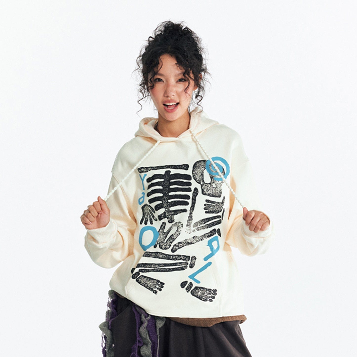 1997 POSTOFFICE Retro Skeleton Graphic Oversized Hoodie