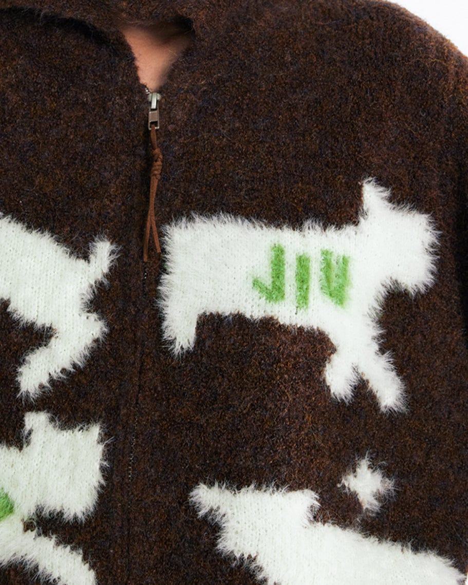 1997 POSTOFFICE Mohair Jacquard Zip-Up Cardigan