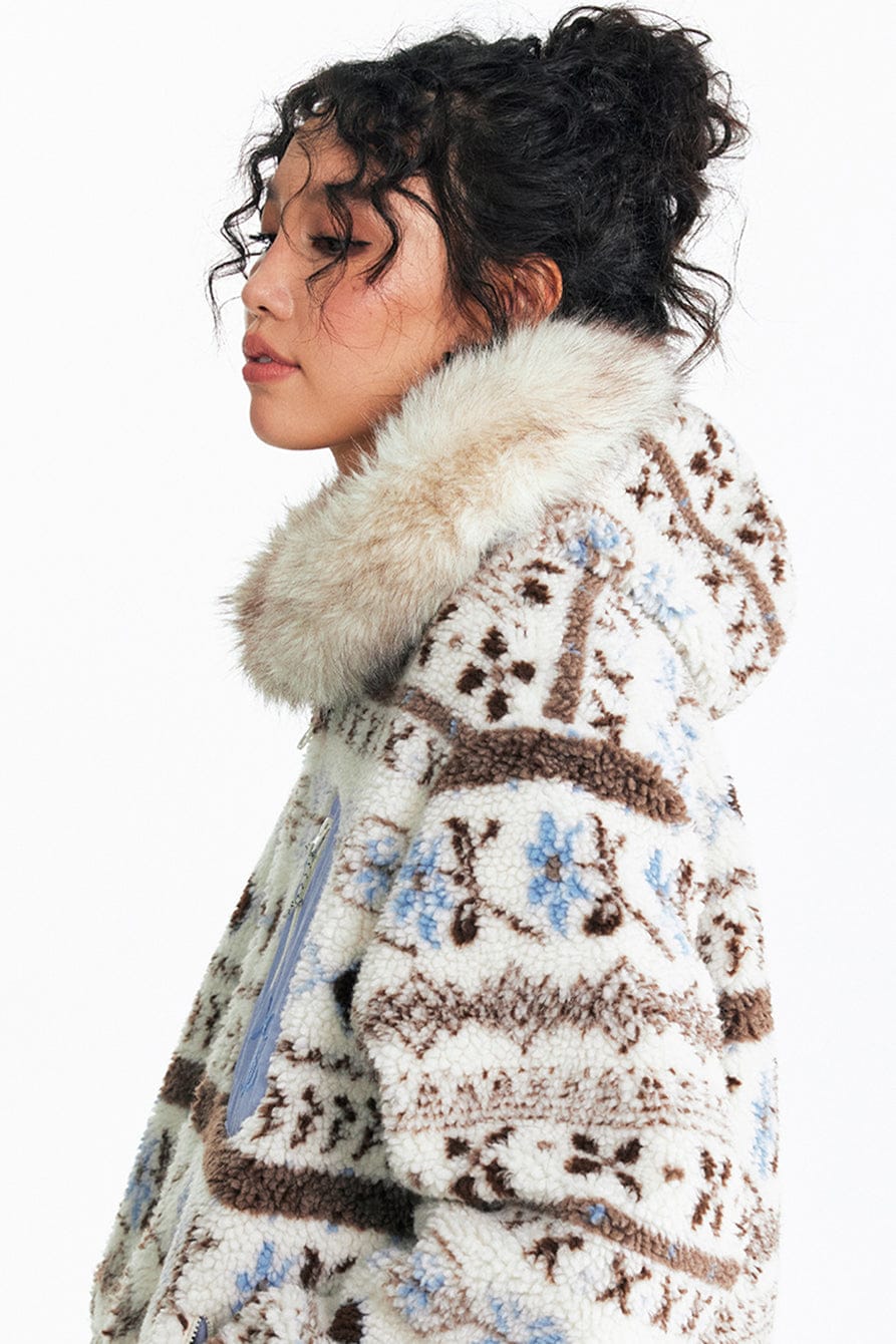 1997 POSTOFFICE Fair Isle Sherpa Hooded Jacket