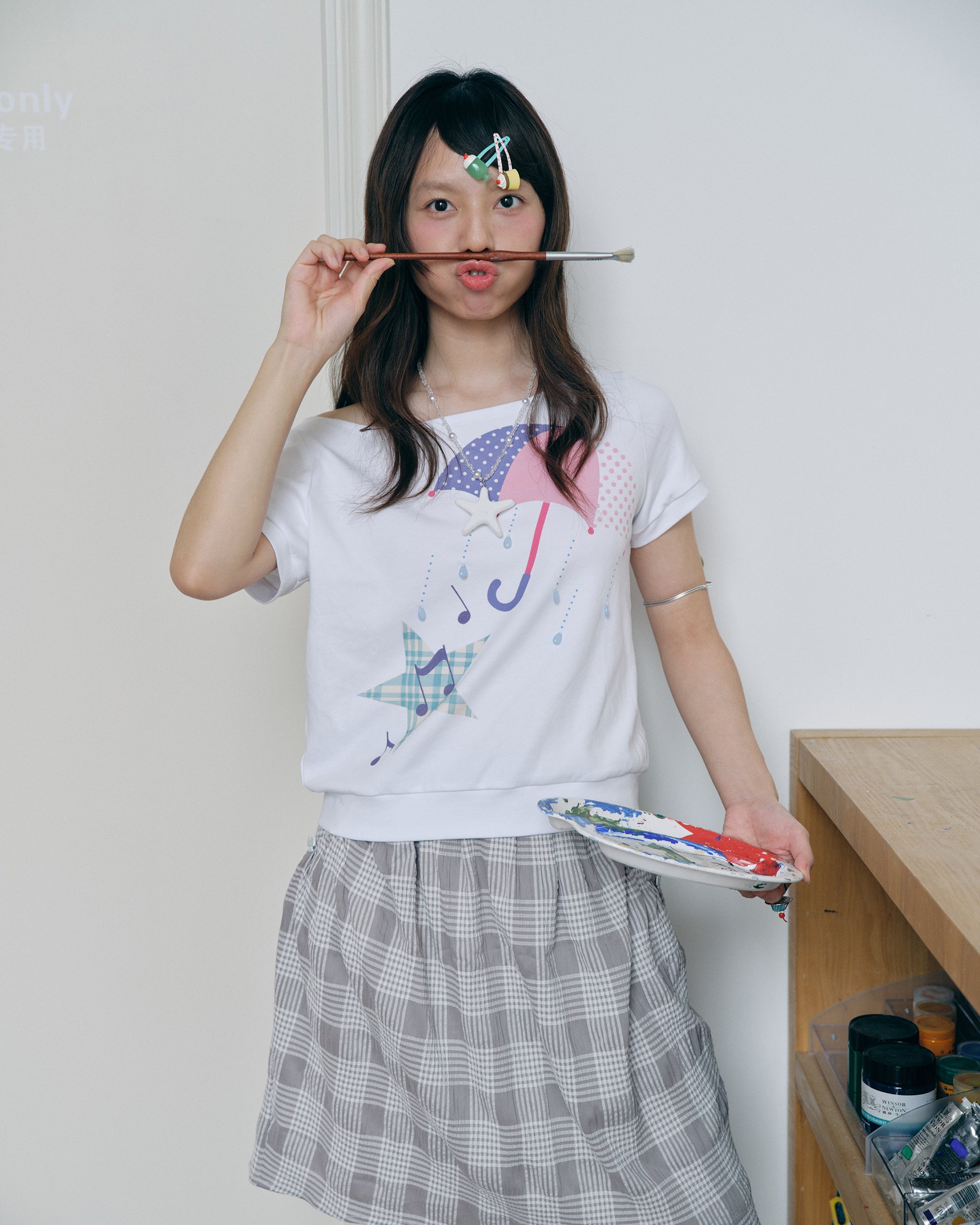 HAVE A MEAL Umbrella Graphic Scoopneck Pendant Top