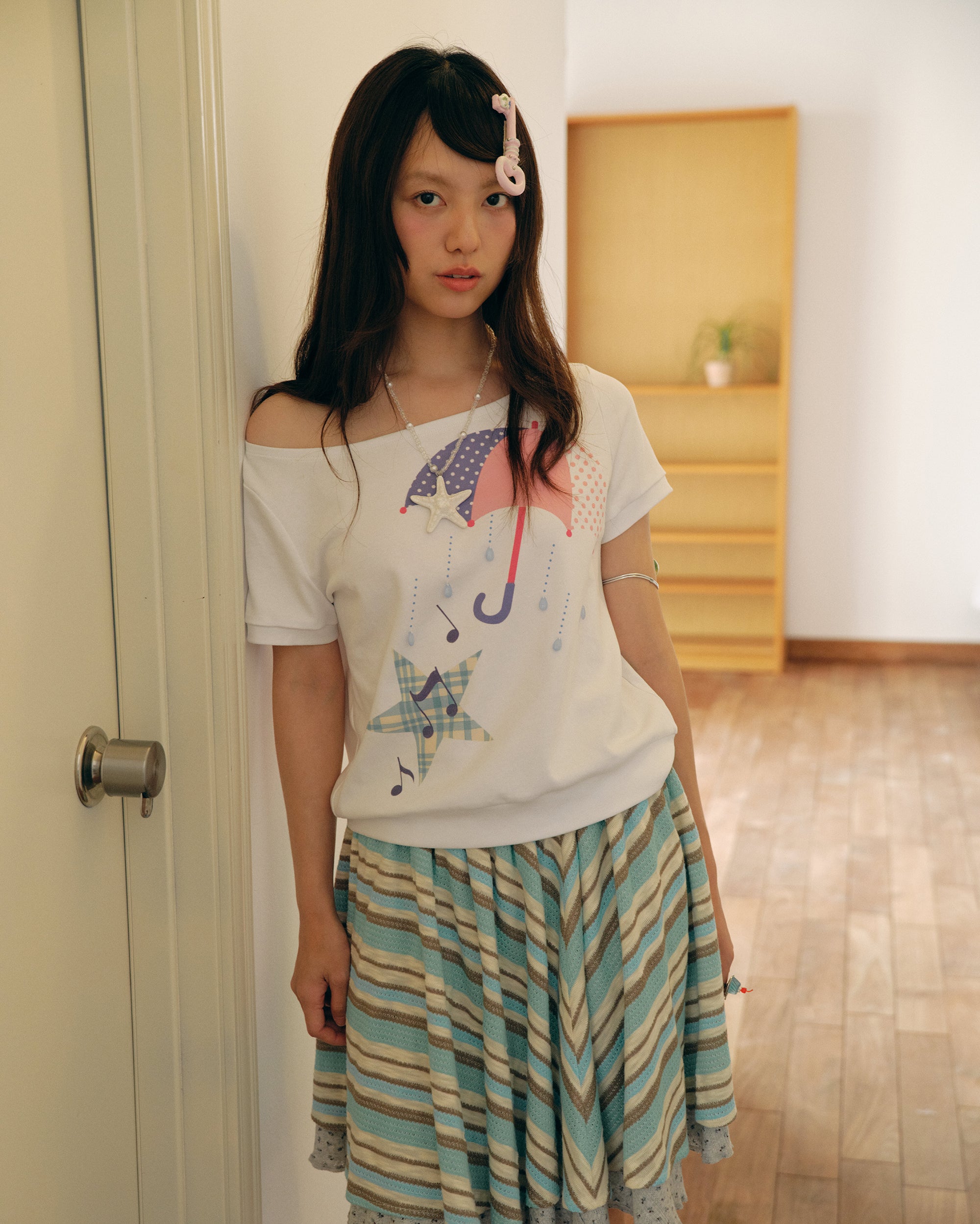 HAVE A MEAL Umbrella Graphic Scoopneck Pendant Top