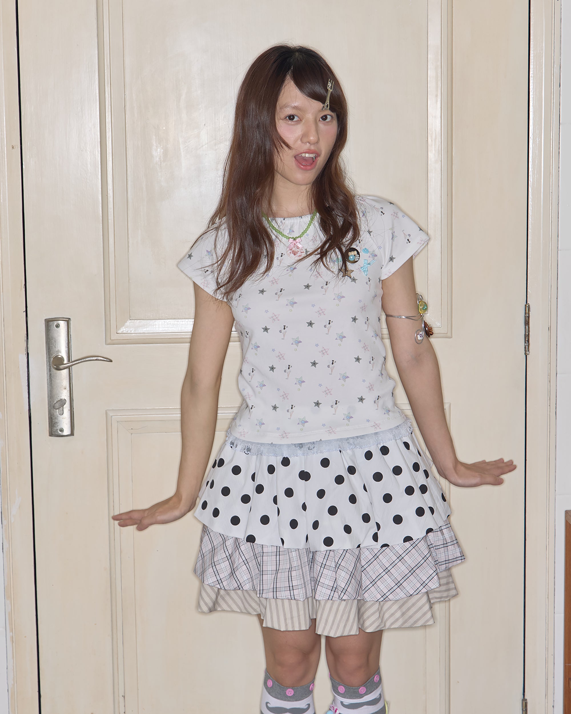 HAVE A MEAL × Congming Star Lace-Trim Tee