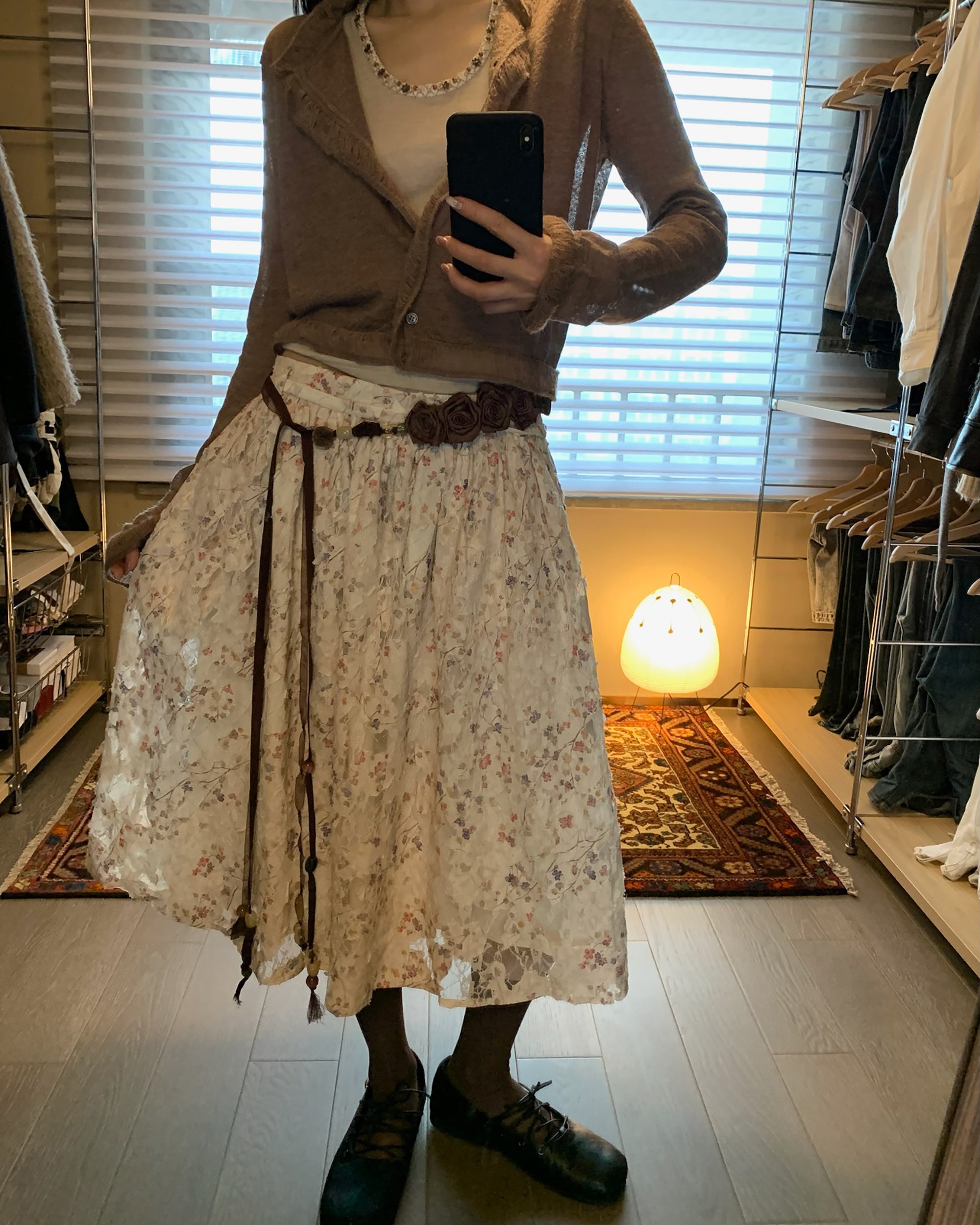 NEVERSEEZ Layered Sheer Floral Skirt
