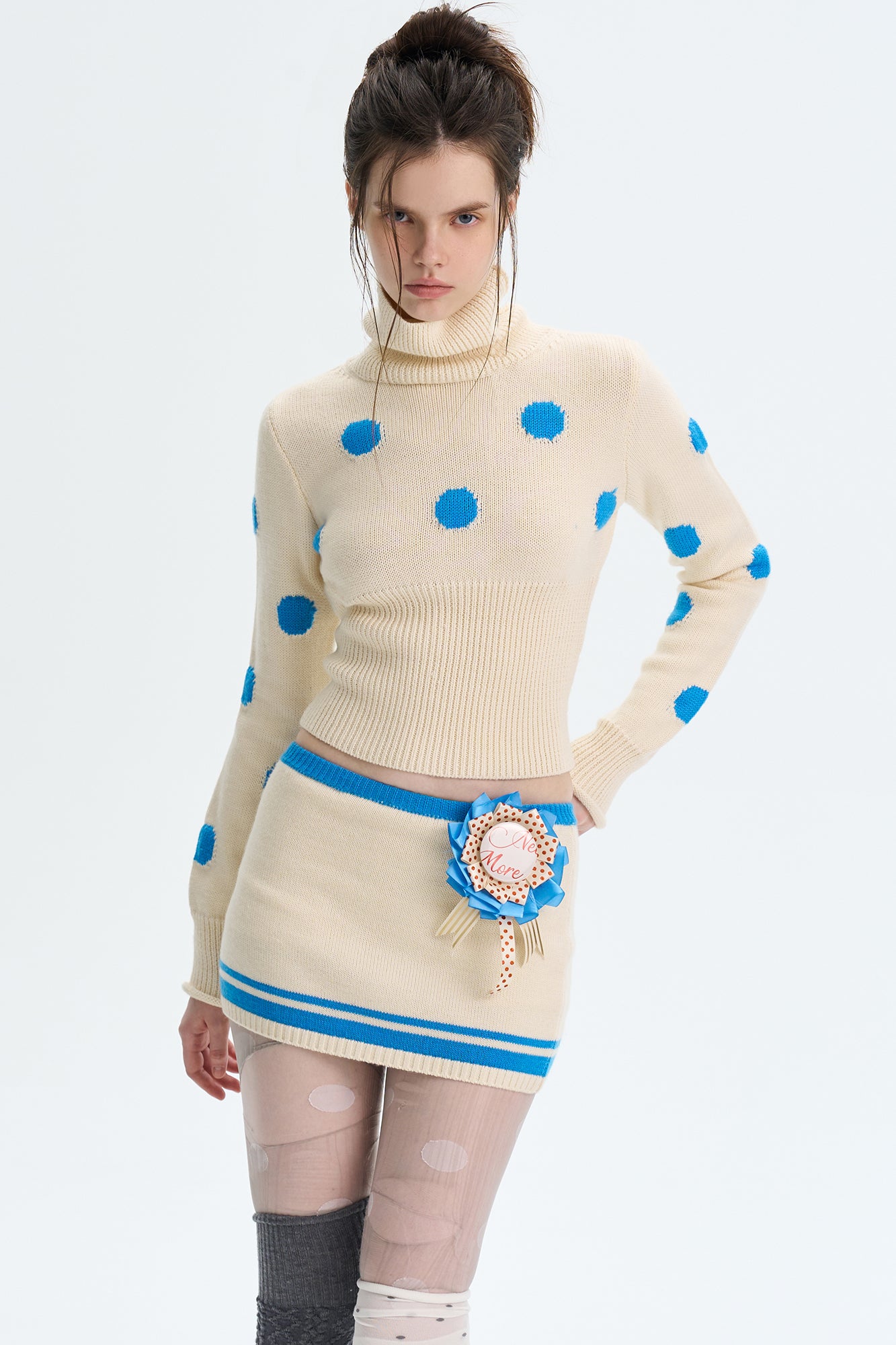 THE NEVERMORE Contrast Trim Knit Mini Skirt