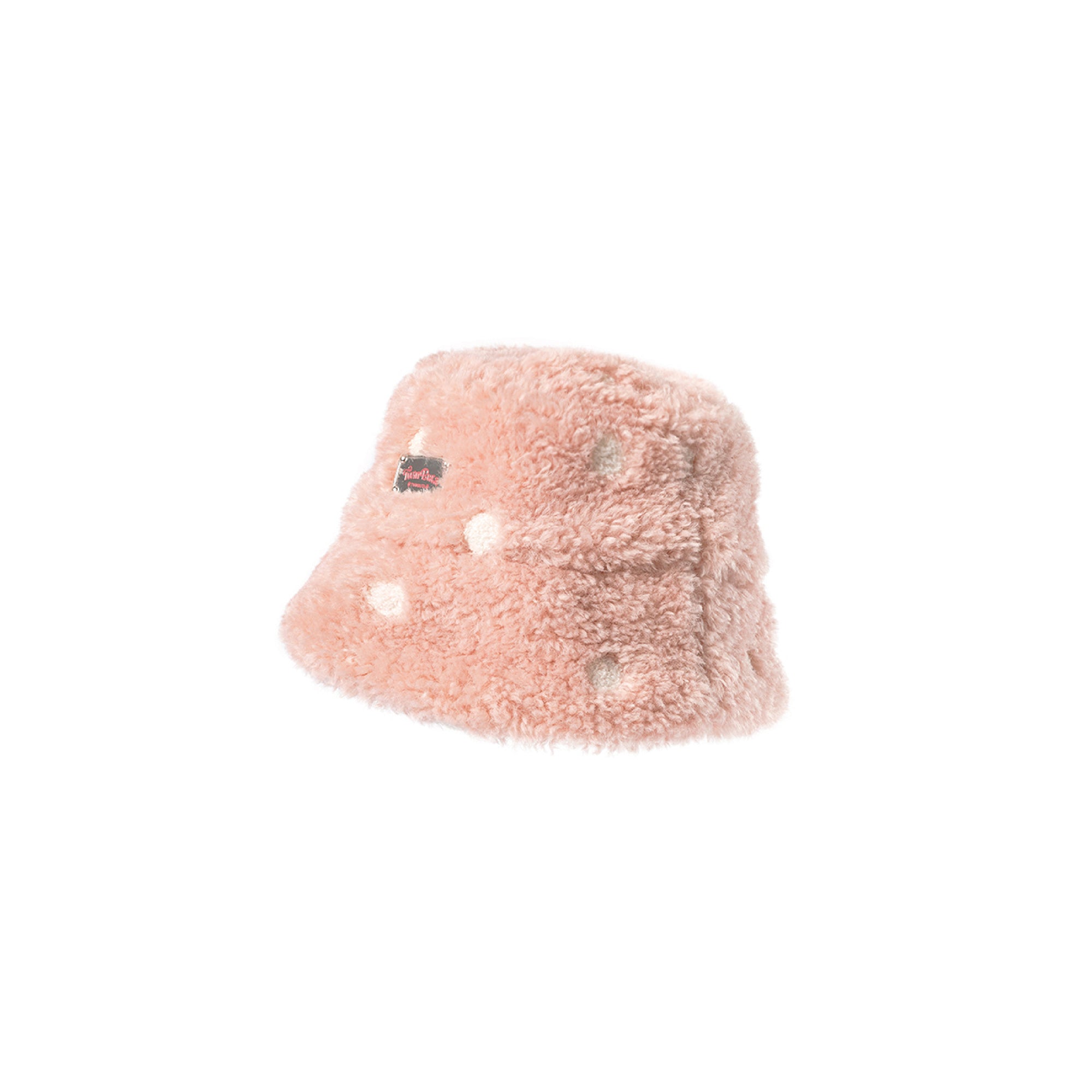 TWINBUTA Polka Plush Faux Fur Bucket Hat