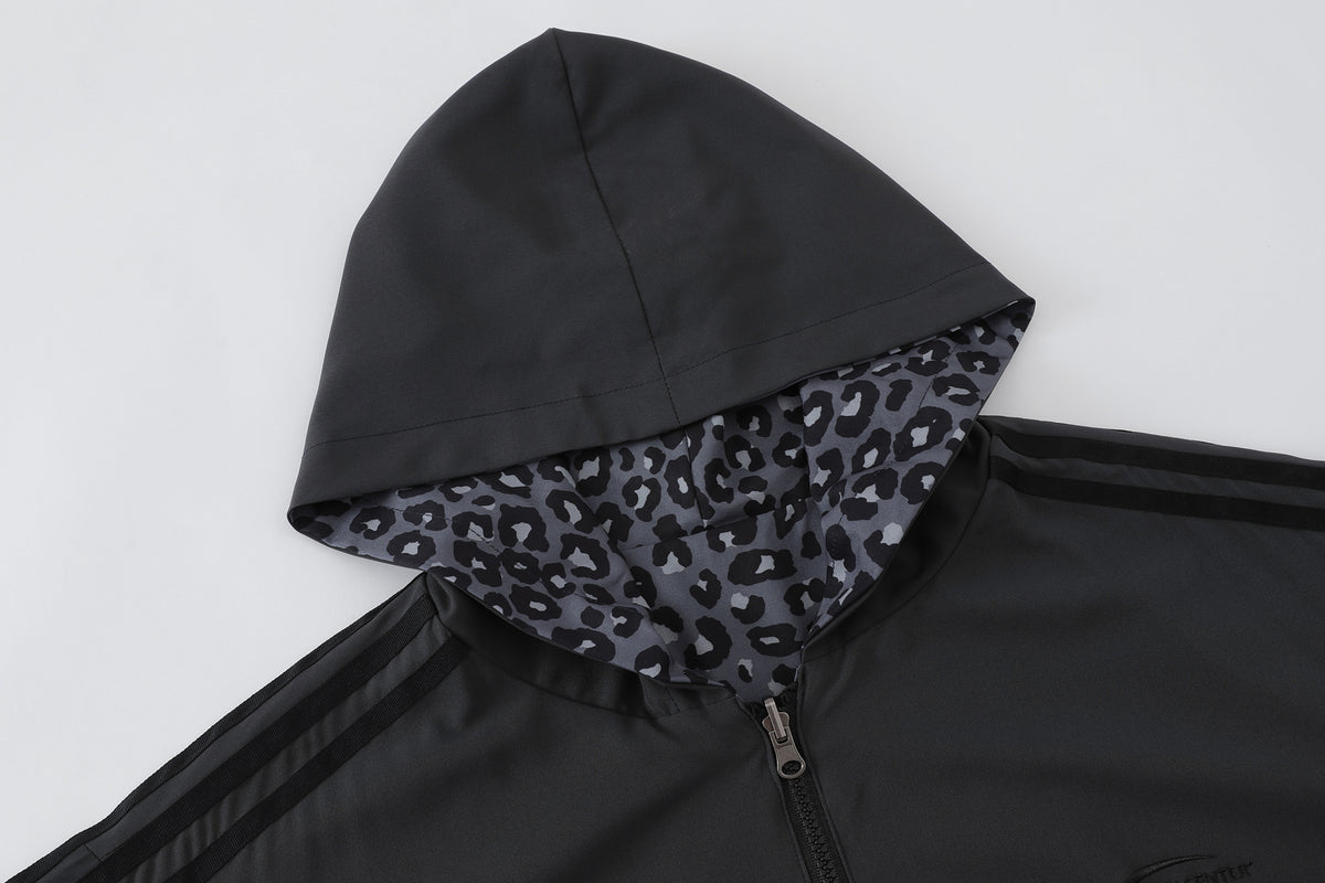 FREE CENTER Reversible Leopard Print Hooded Jacket