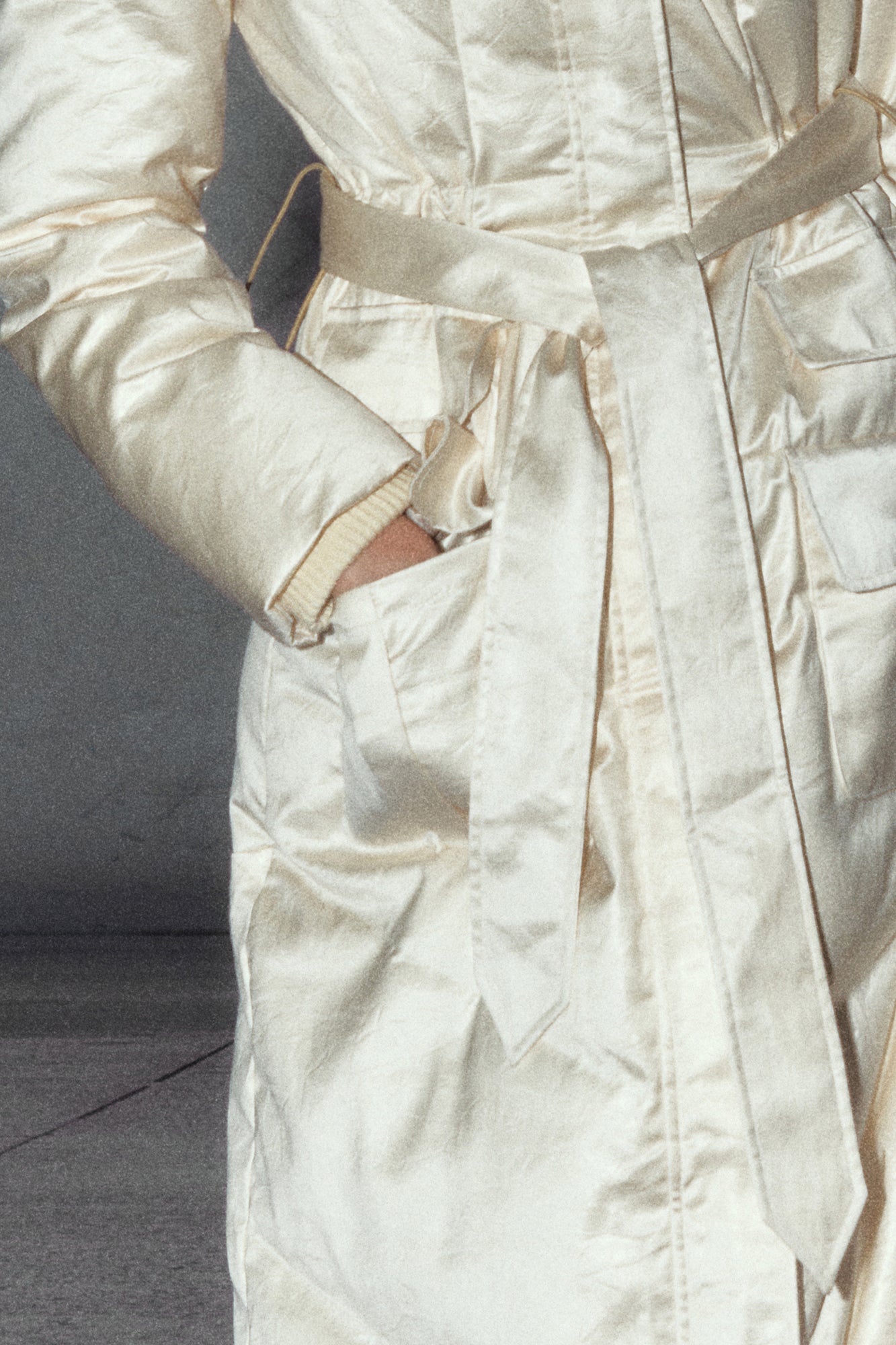 THE NEVERMORE Belted Quilted Shiny Longline Puffer Coat