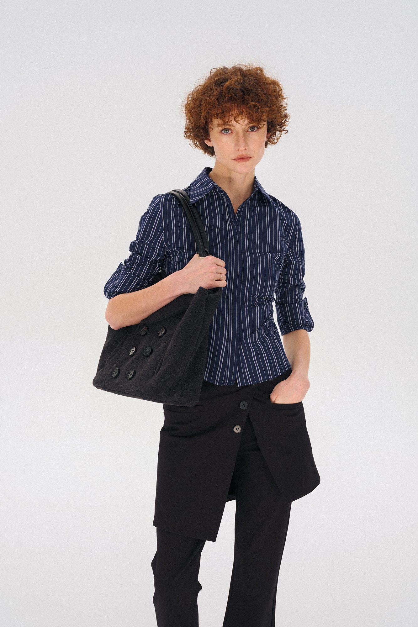 COSTUSTOOT Double-Breasted Coat Collar Tote Bag
