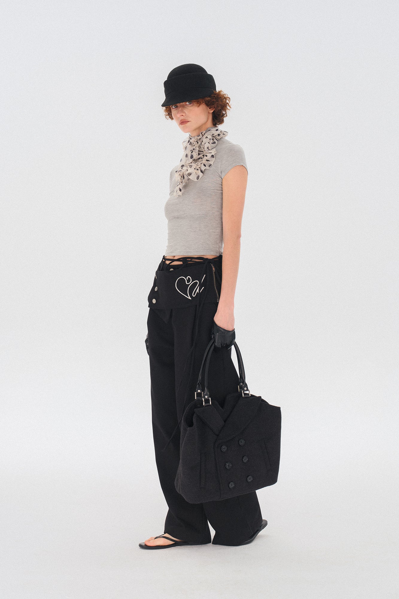 COSTUSTOOT Double-Breasted Coat Collar Tote Bag