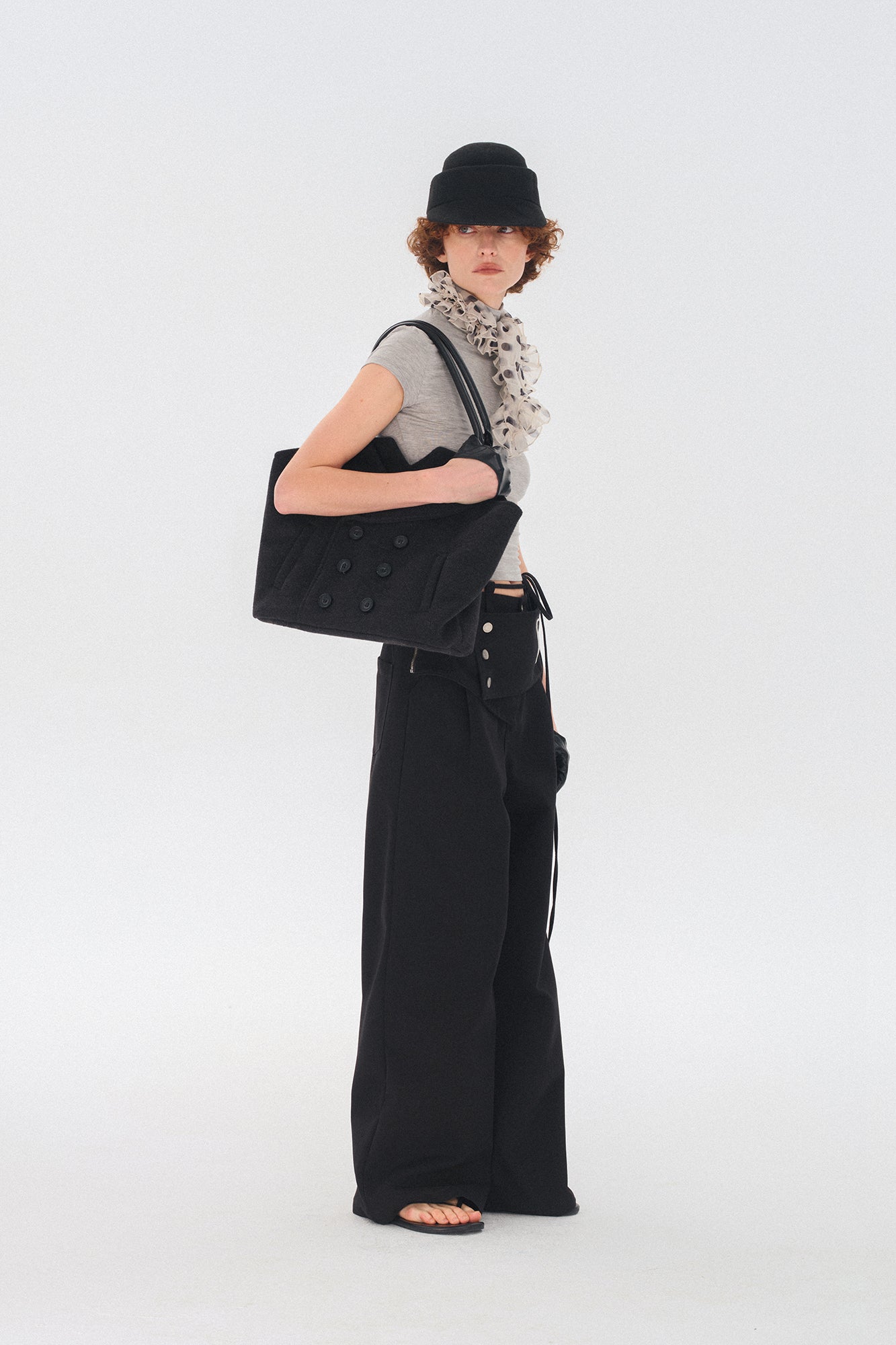 COSTUSTOOT Double-Breasted Coat Collar Tote Bag
