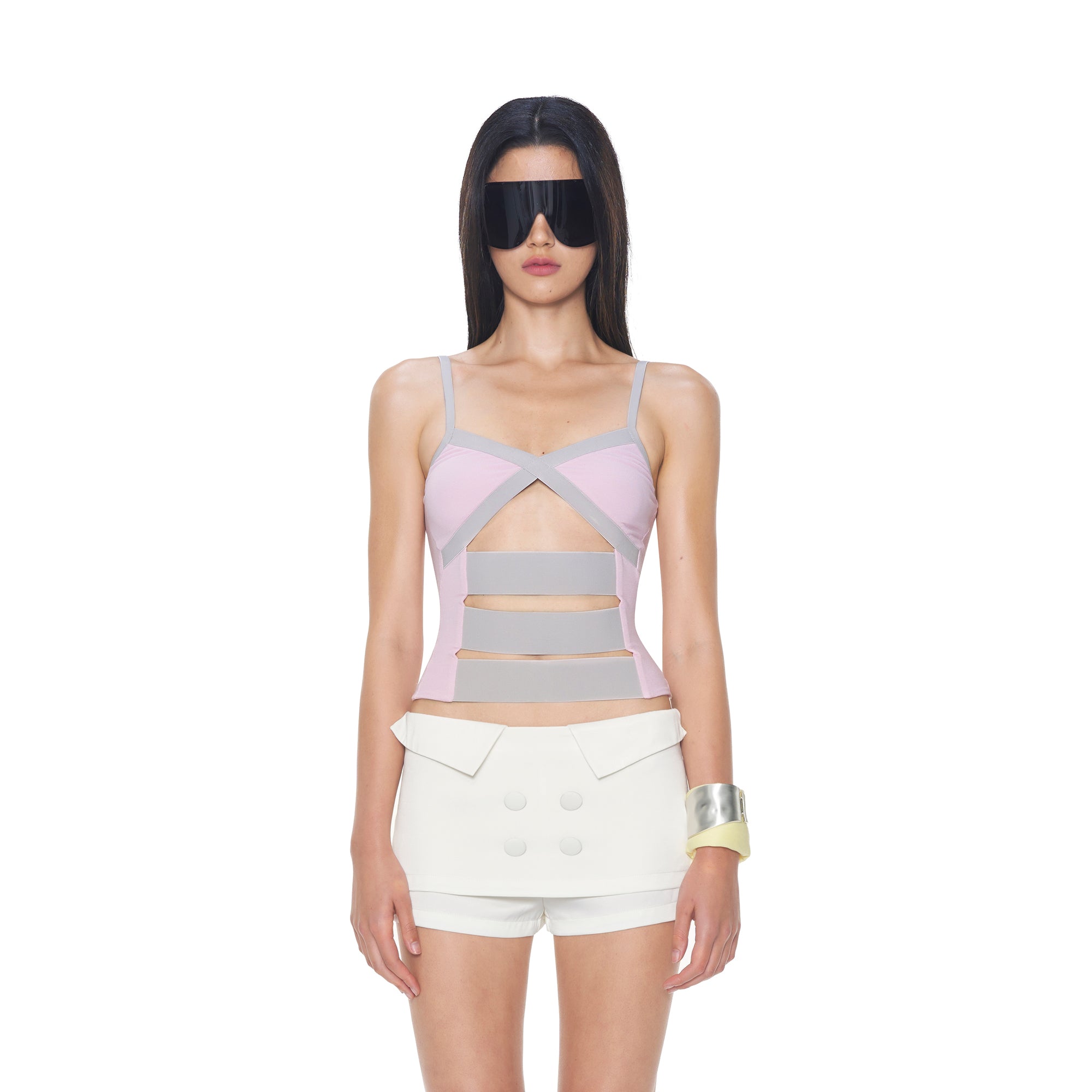 NEVER OFFEND L ANGEL Bandage Panel Cutout Cami Top