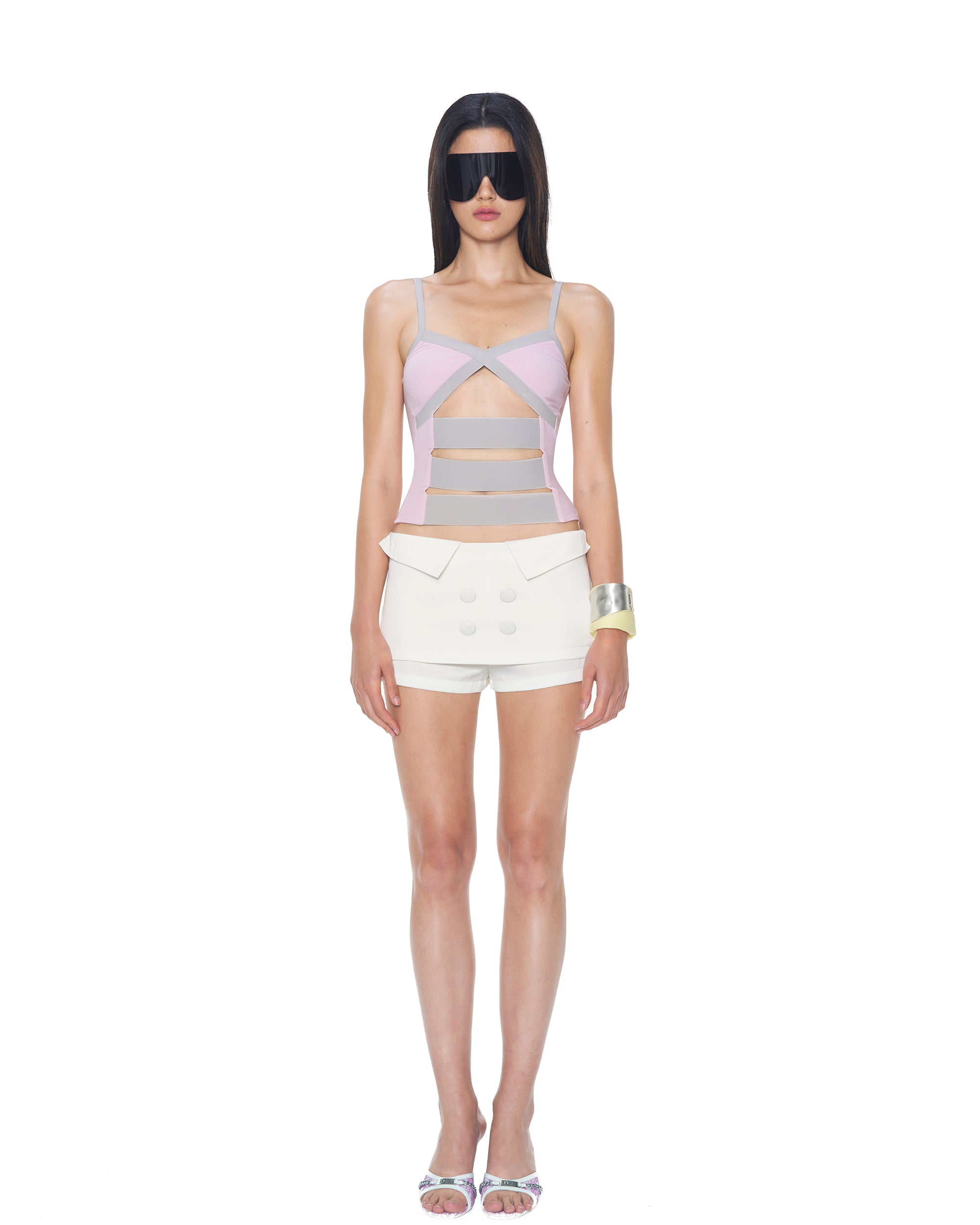 NEVER OFFEND L ANGEL Draped Halter Top And Foldover Skort Set