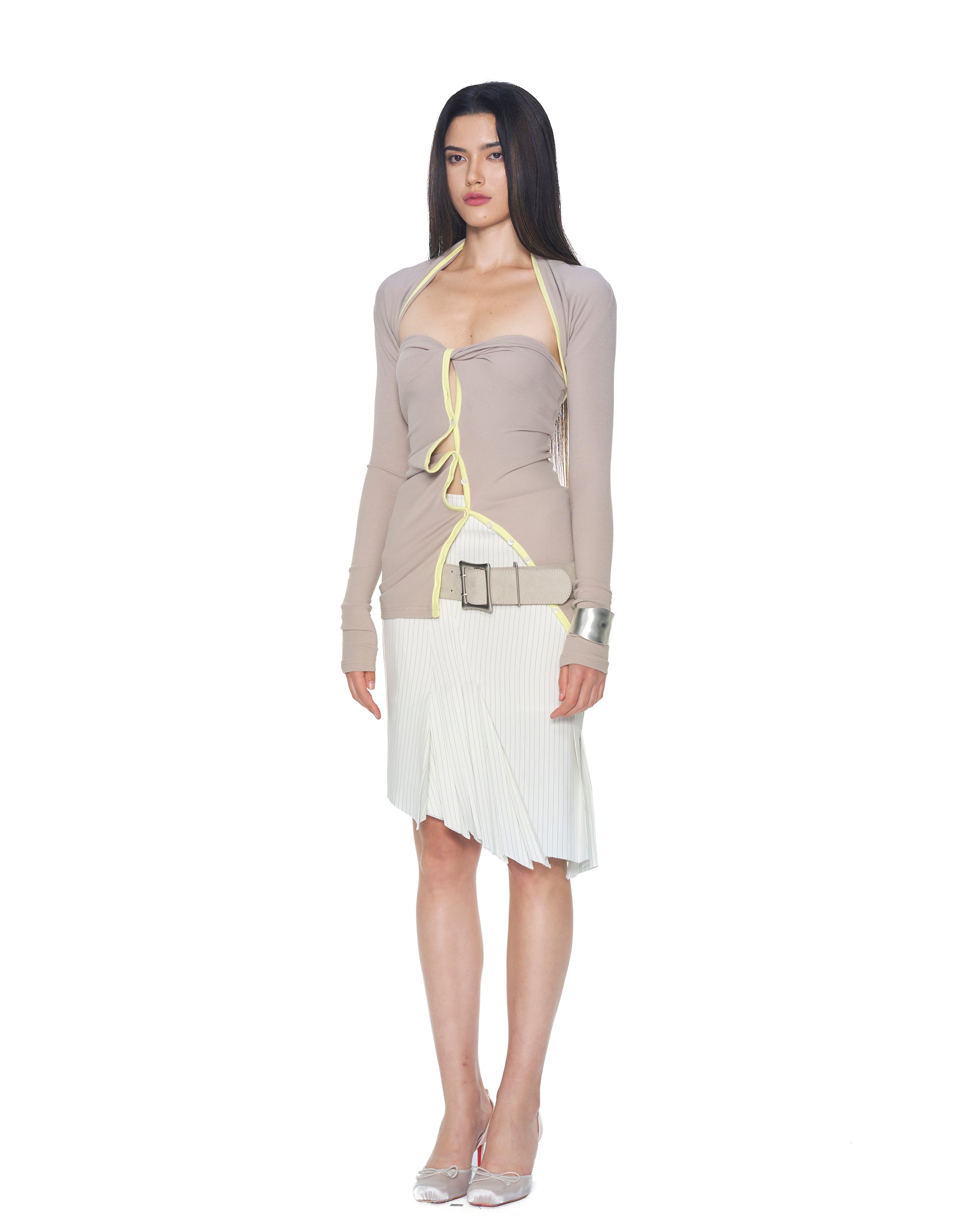 NEVER OFFEND L ANGEL Brushed Matte Silver Buckle Belt