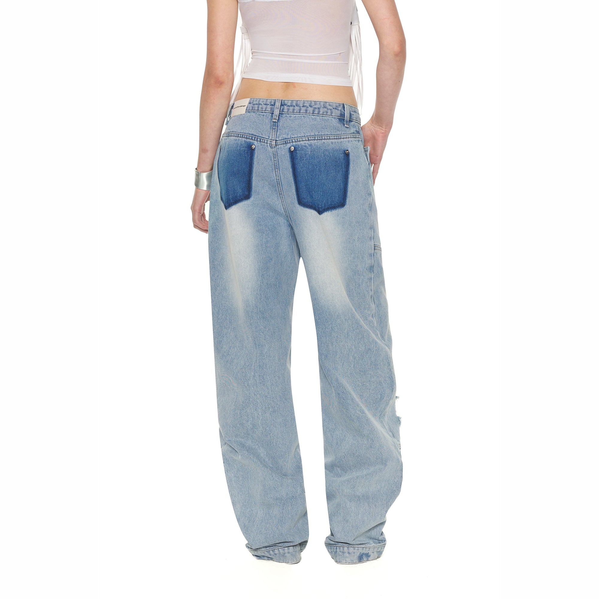 NEVER OFFEND L ANGEL Inside-Out Dark Pocket Straight-Leg Jeans